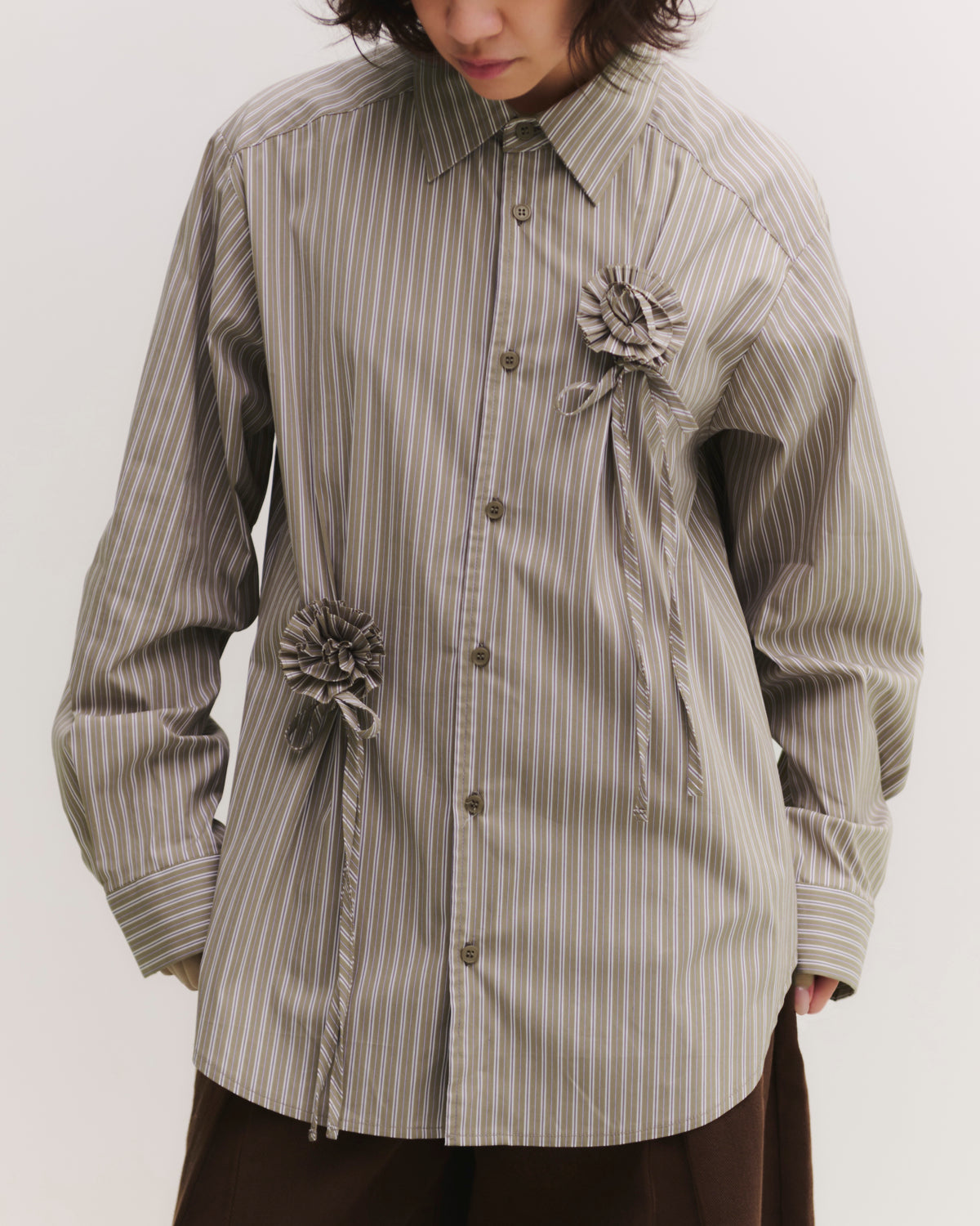 Fabric rose stripe shirt