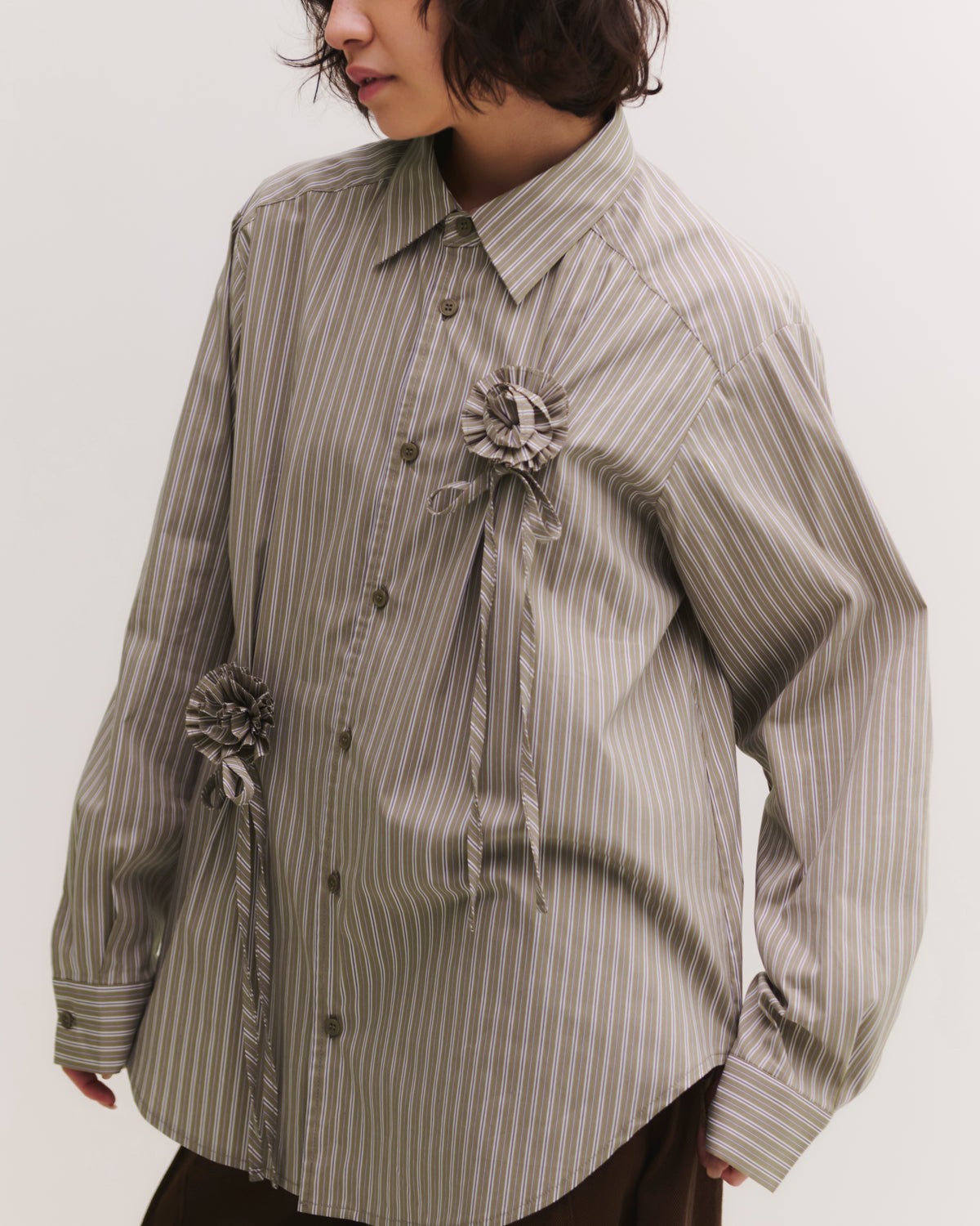 Fabric rose stripe shirt