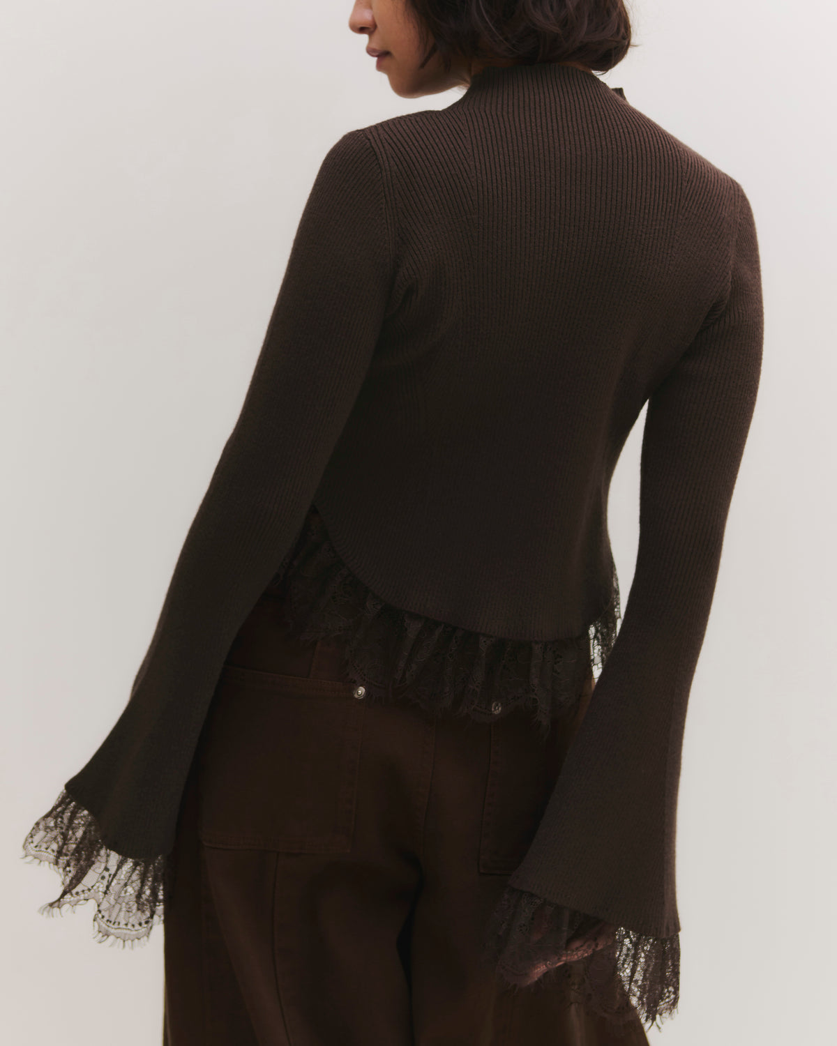 Lace trim knit top