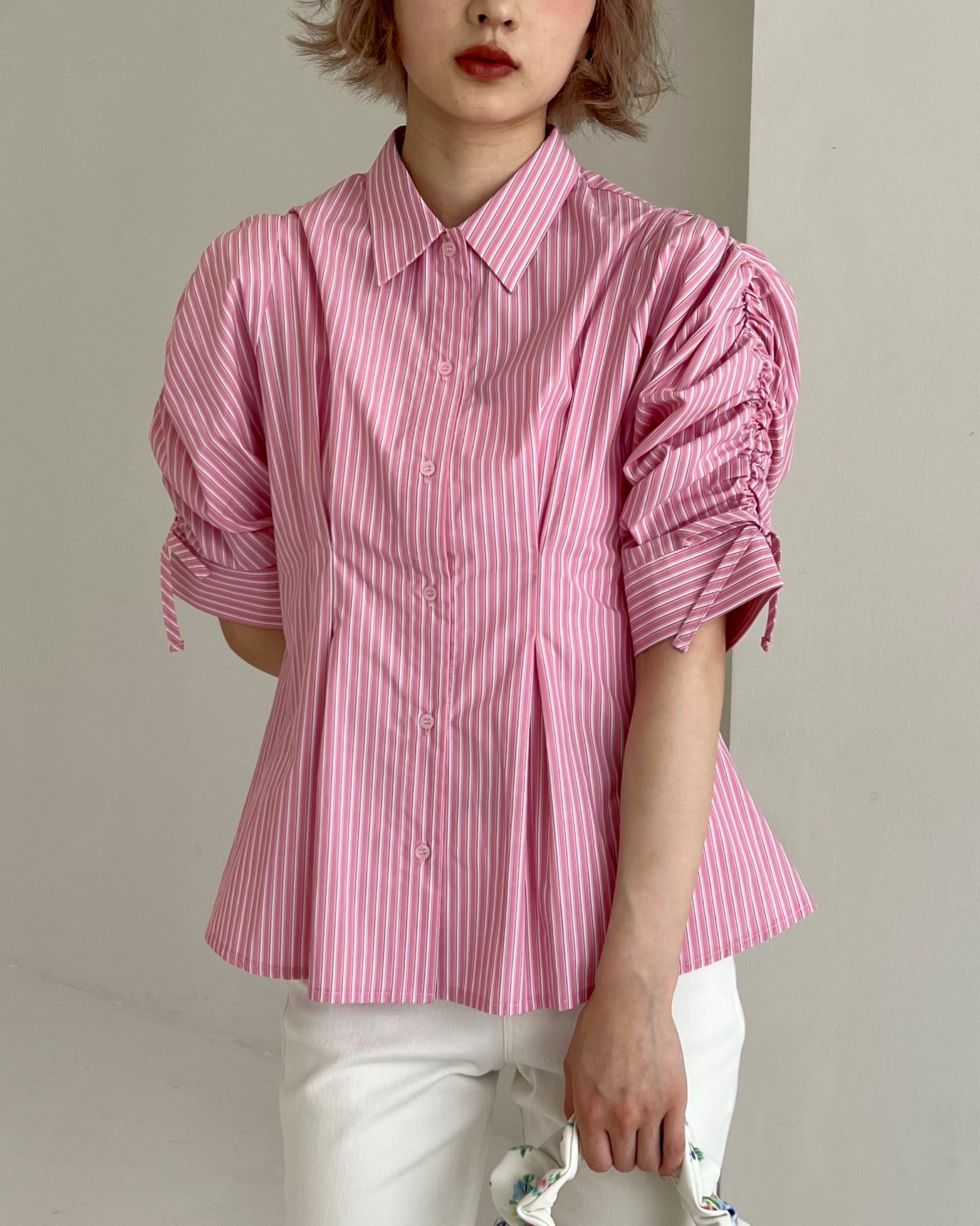 CANDY PUFF STRIPE SHIRT (PINK)
