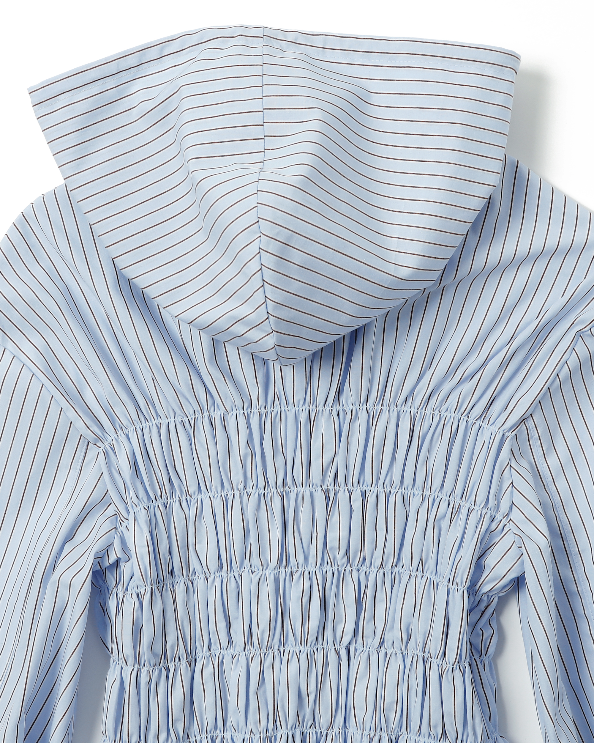 Shirring hoodie shirt (white / blue stripe)