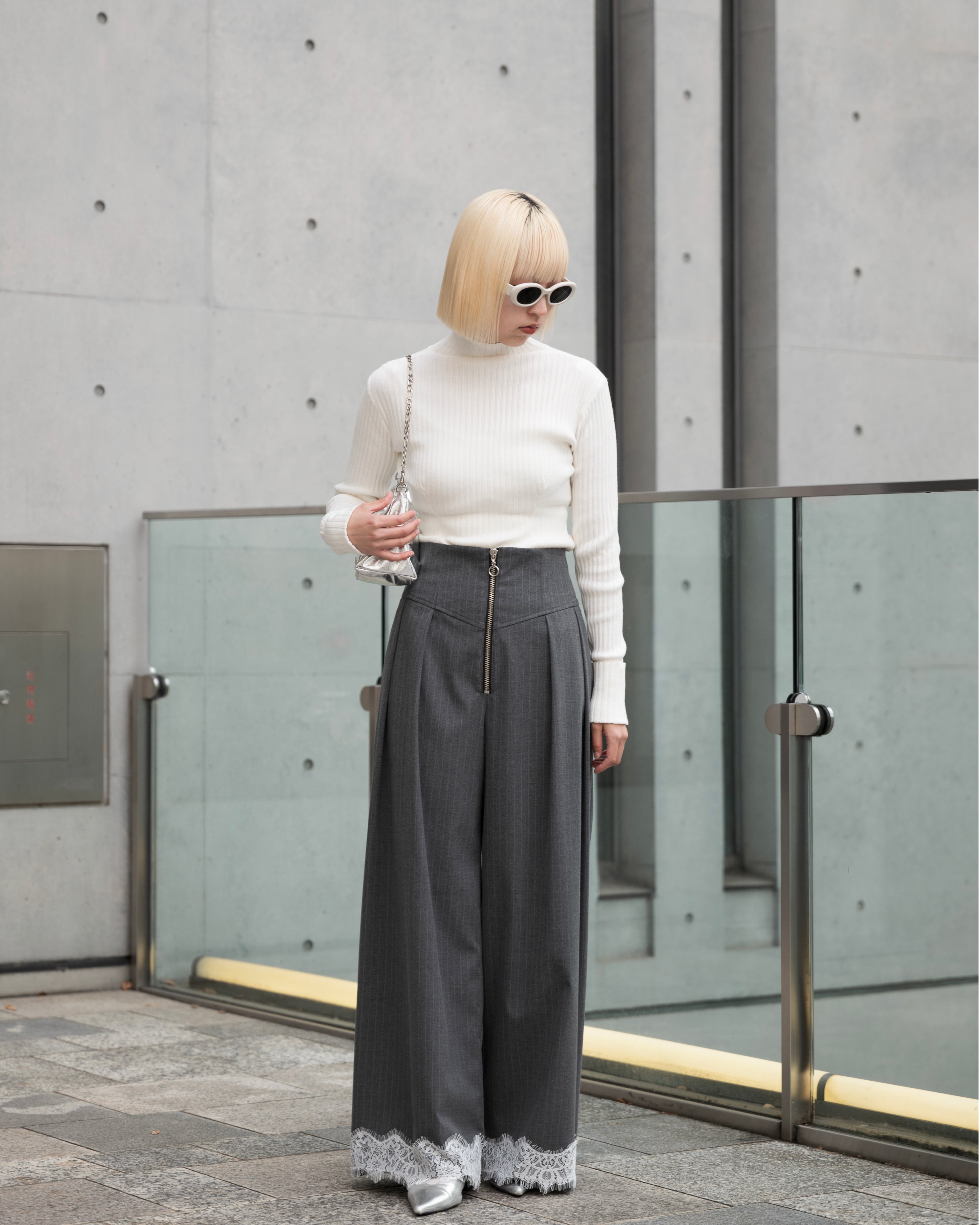 Corset wide pants (stripe)