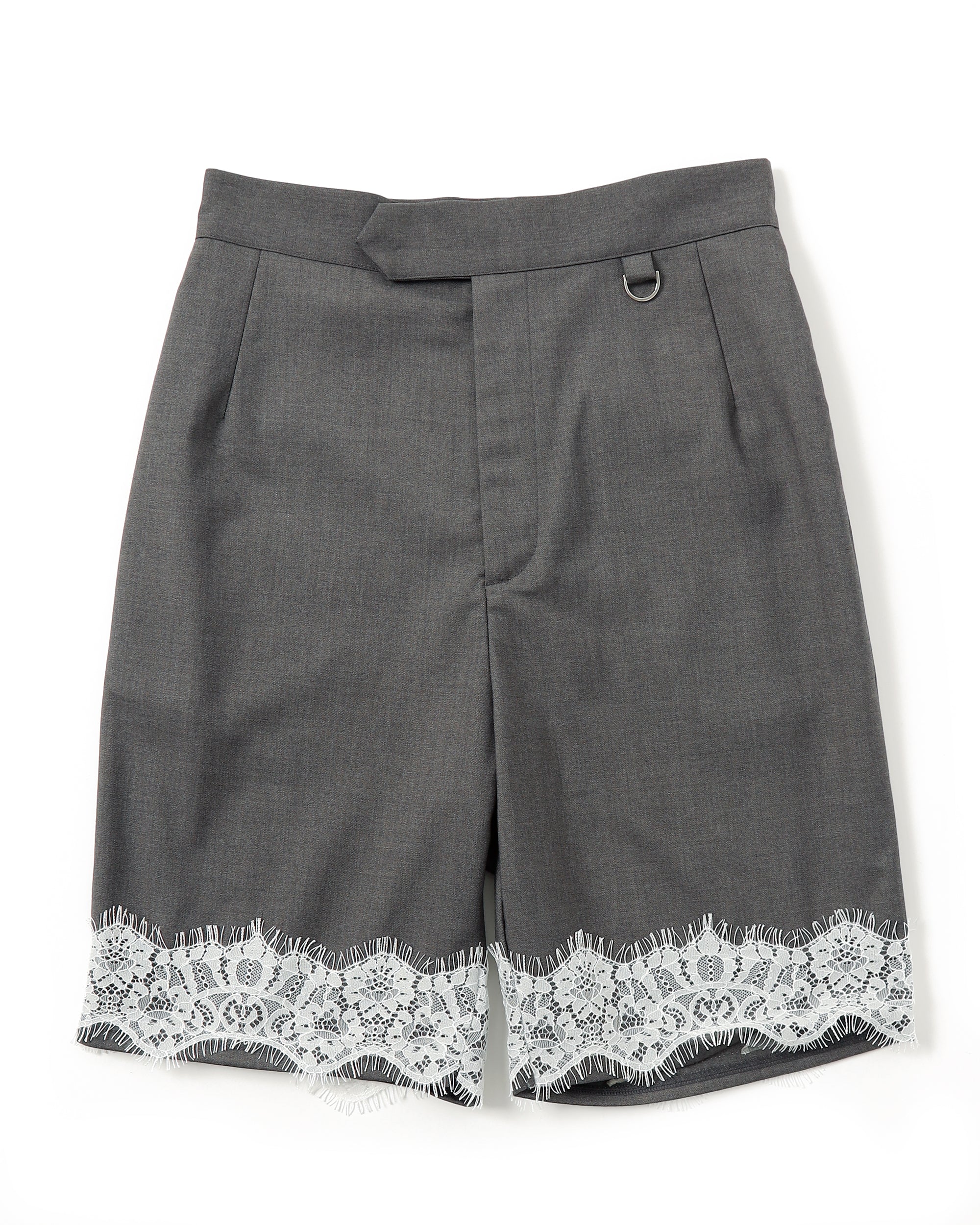 Lace Bermuda pants (stripe / gray)