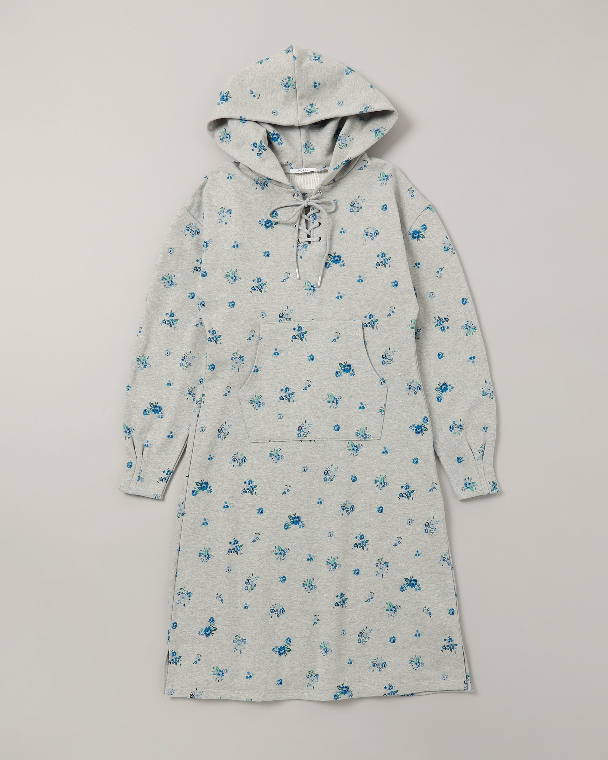 Blue flower hoodie one-piece