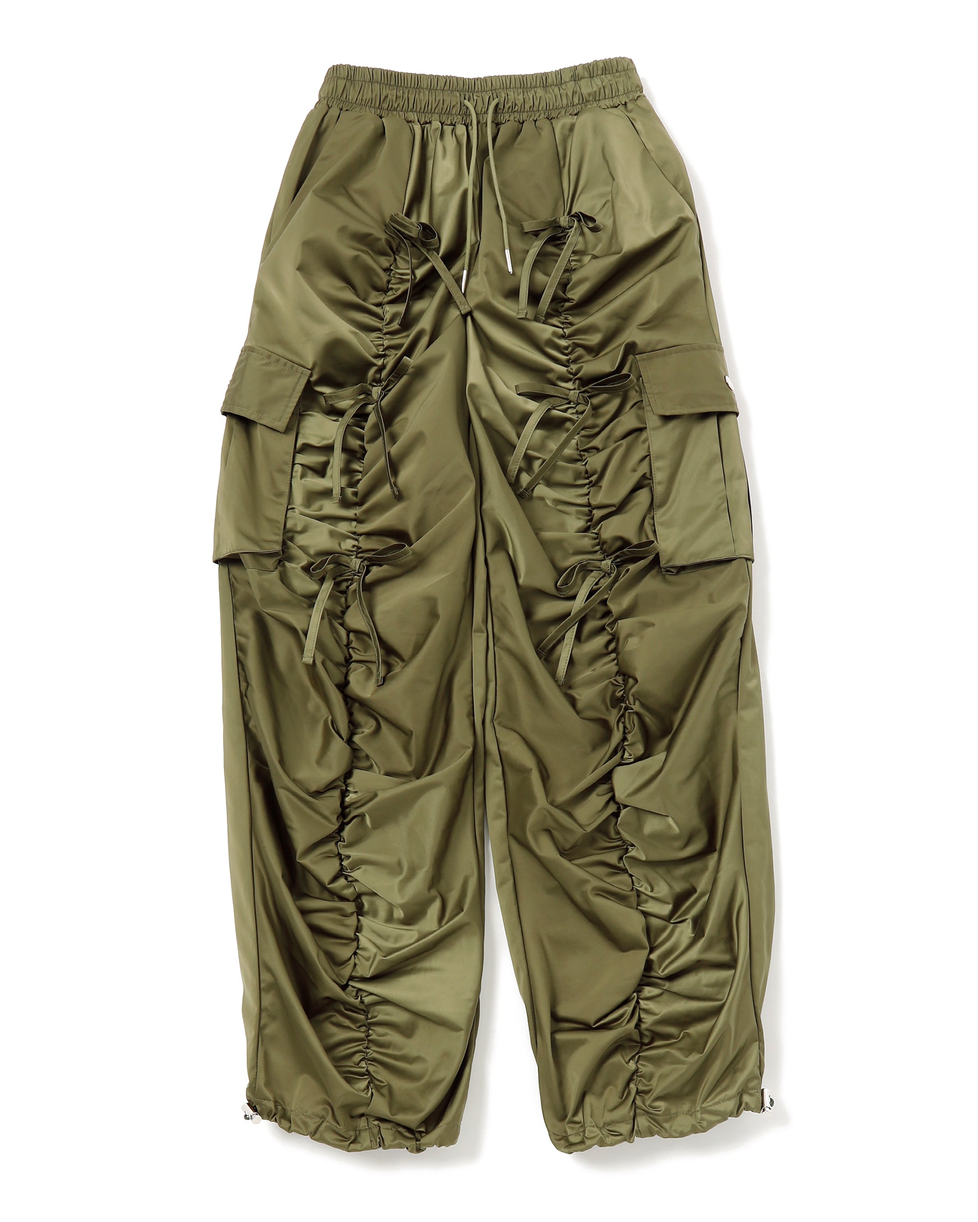 GATHER RIBBON CARGO PANTS (WHITE)