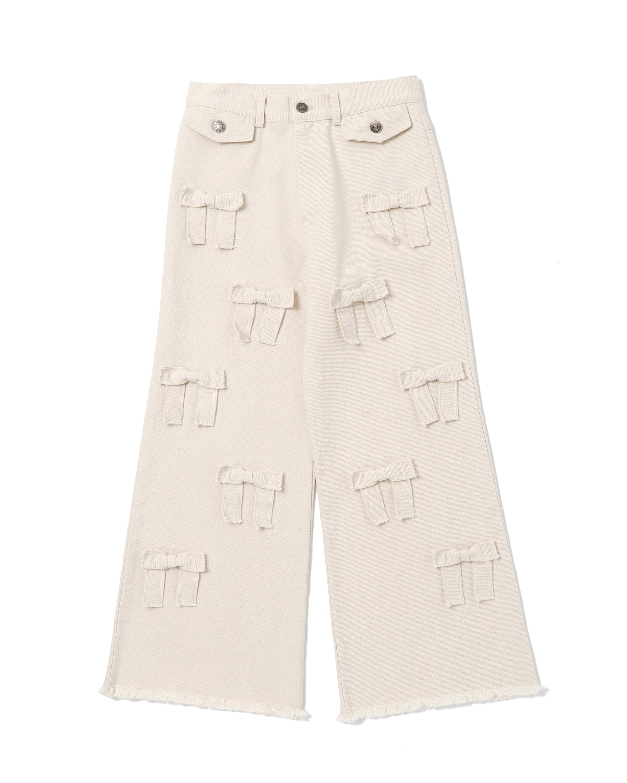 Many ribbon denim pants (Off-white) – POPPY