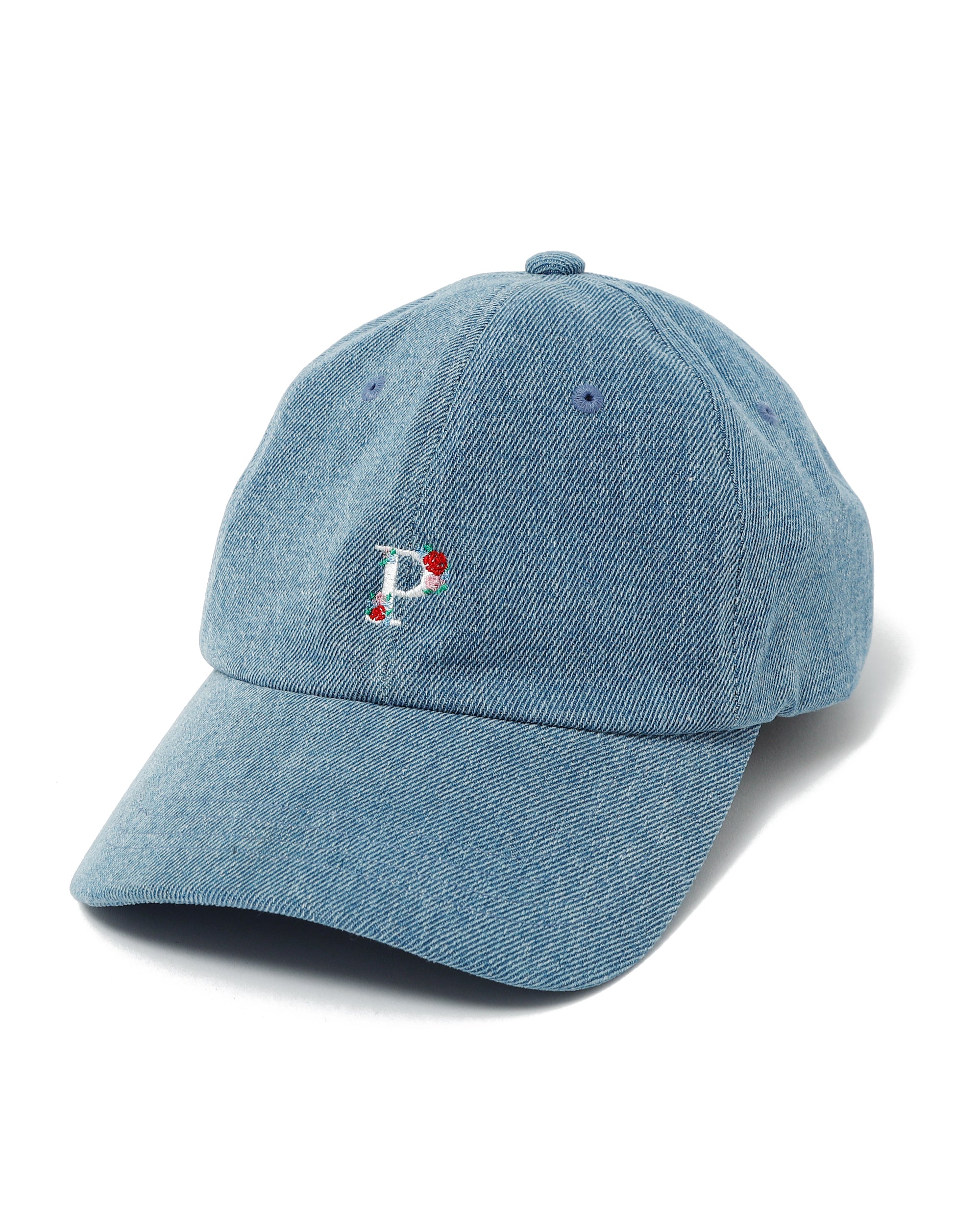 "P" embroidered denim cap
