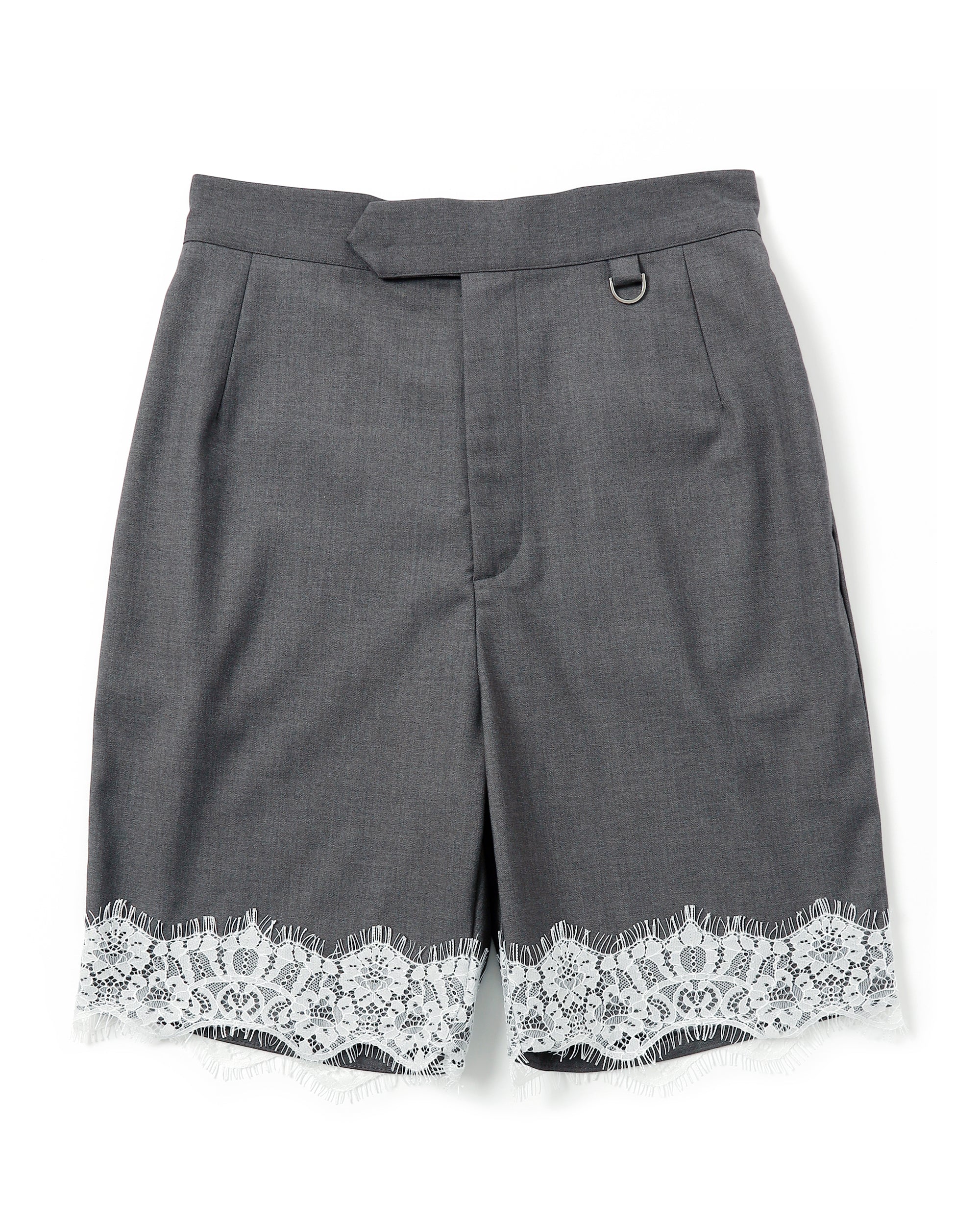 Lace Bermuda pants (stripe / gray)