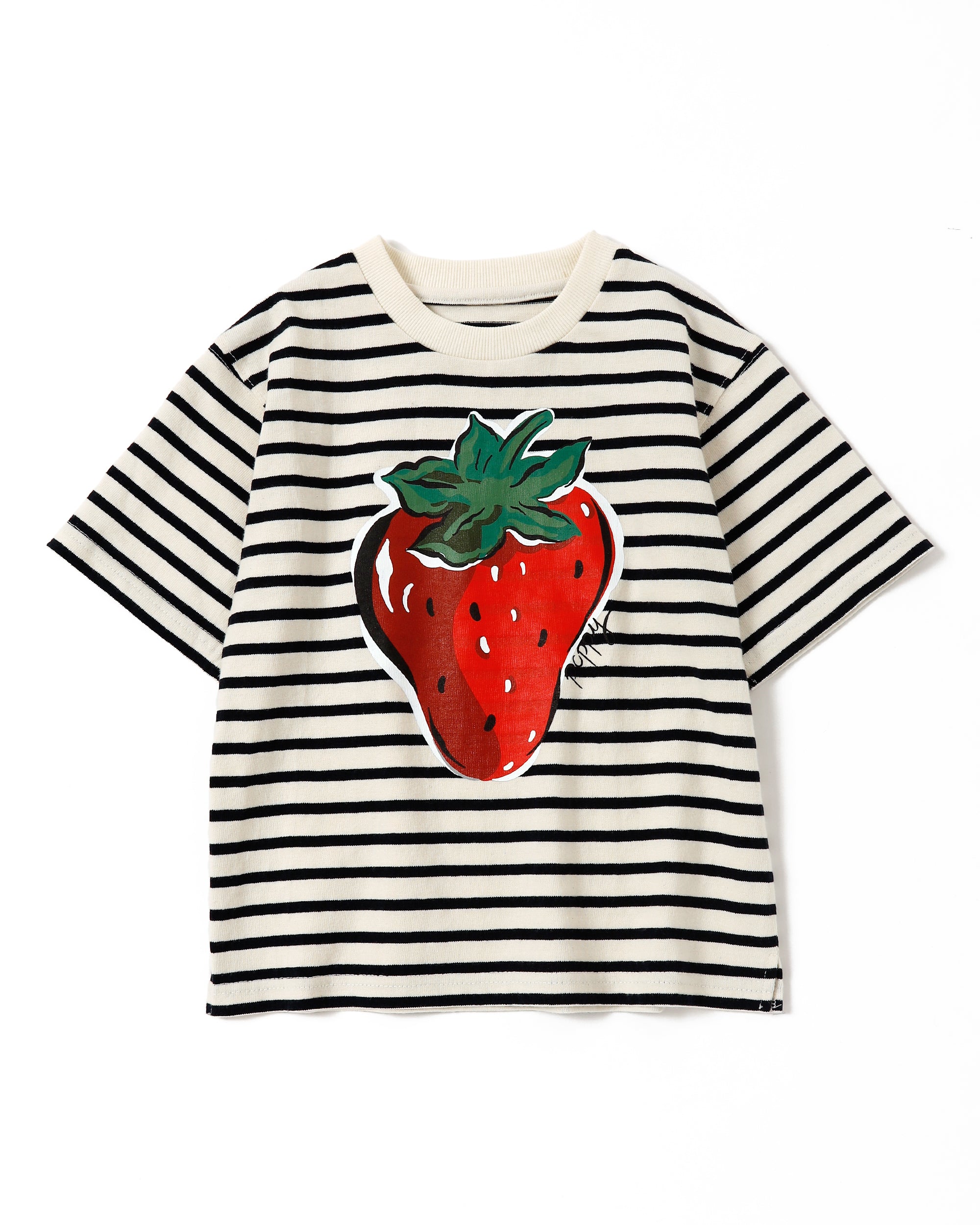 KIDS Strawberry printed T-shirts (Navy border)