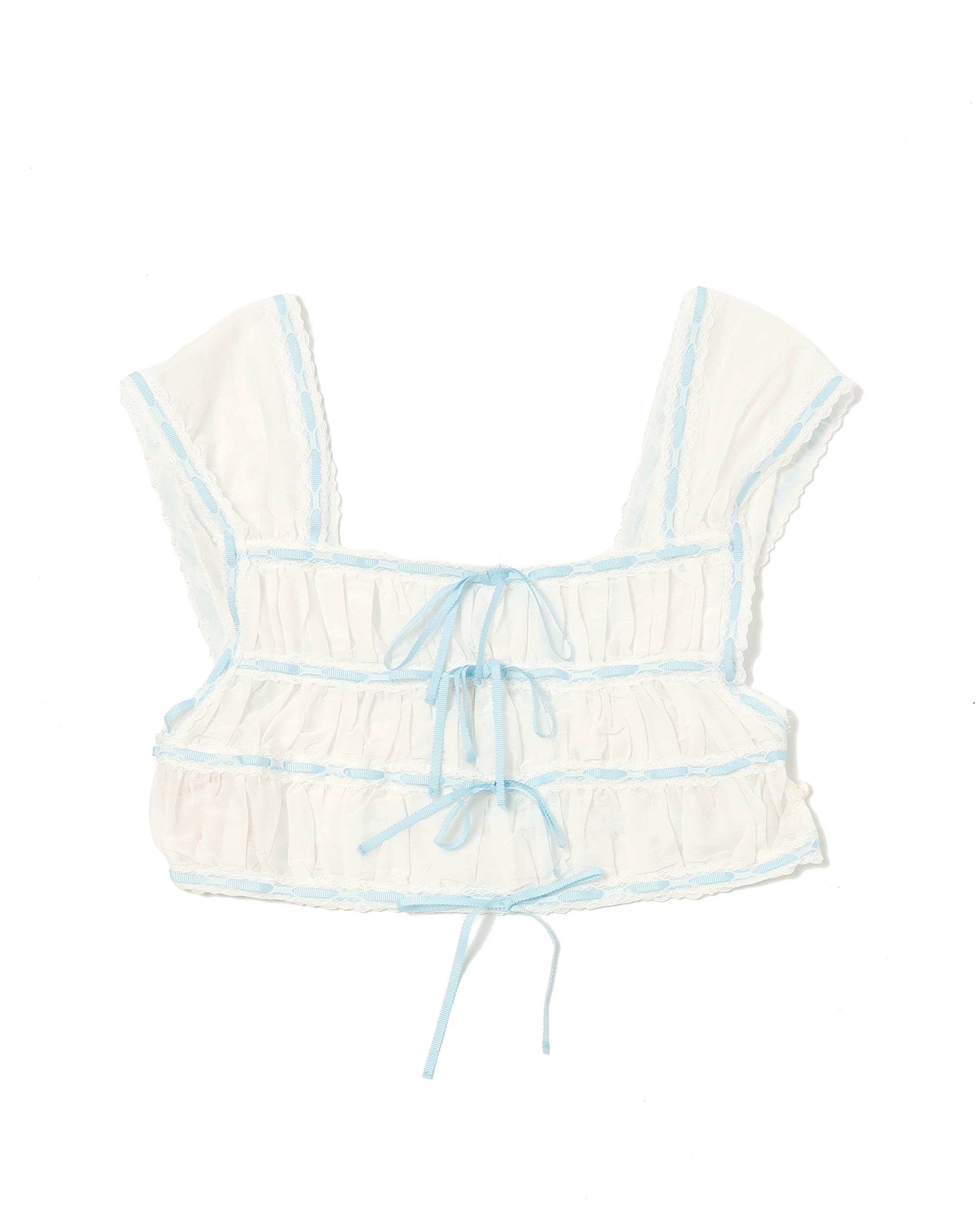 <b>yuhan wang</b><br>ribbon ruched top / White