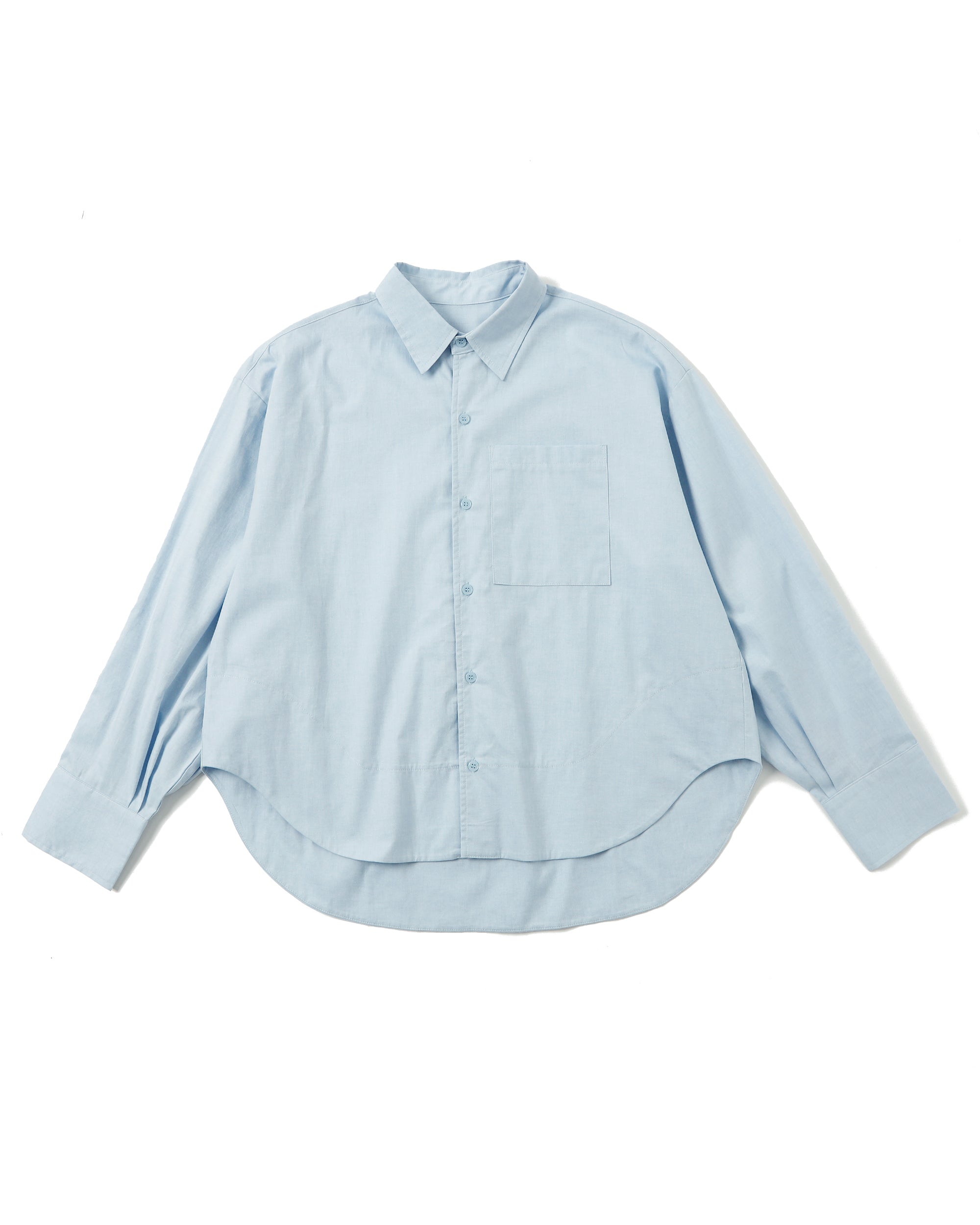 Wave hemline shirt (pink / blue / gray)