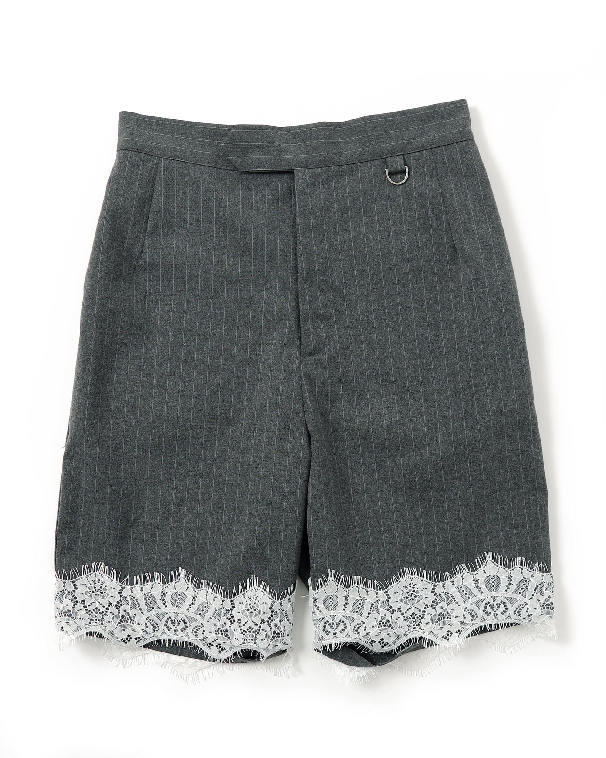 Lace Bermuda pants (stripe / gray)