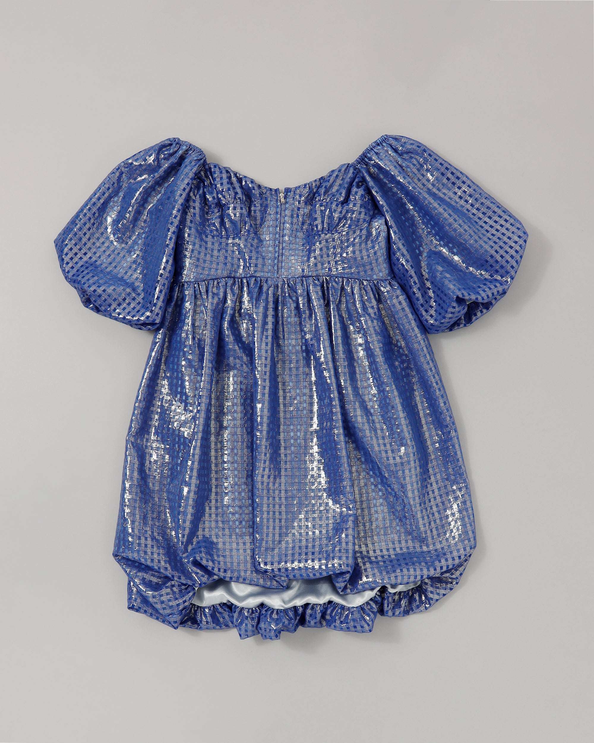 Metallic gingham mini dress