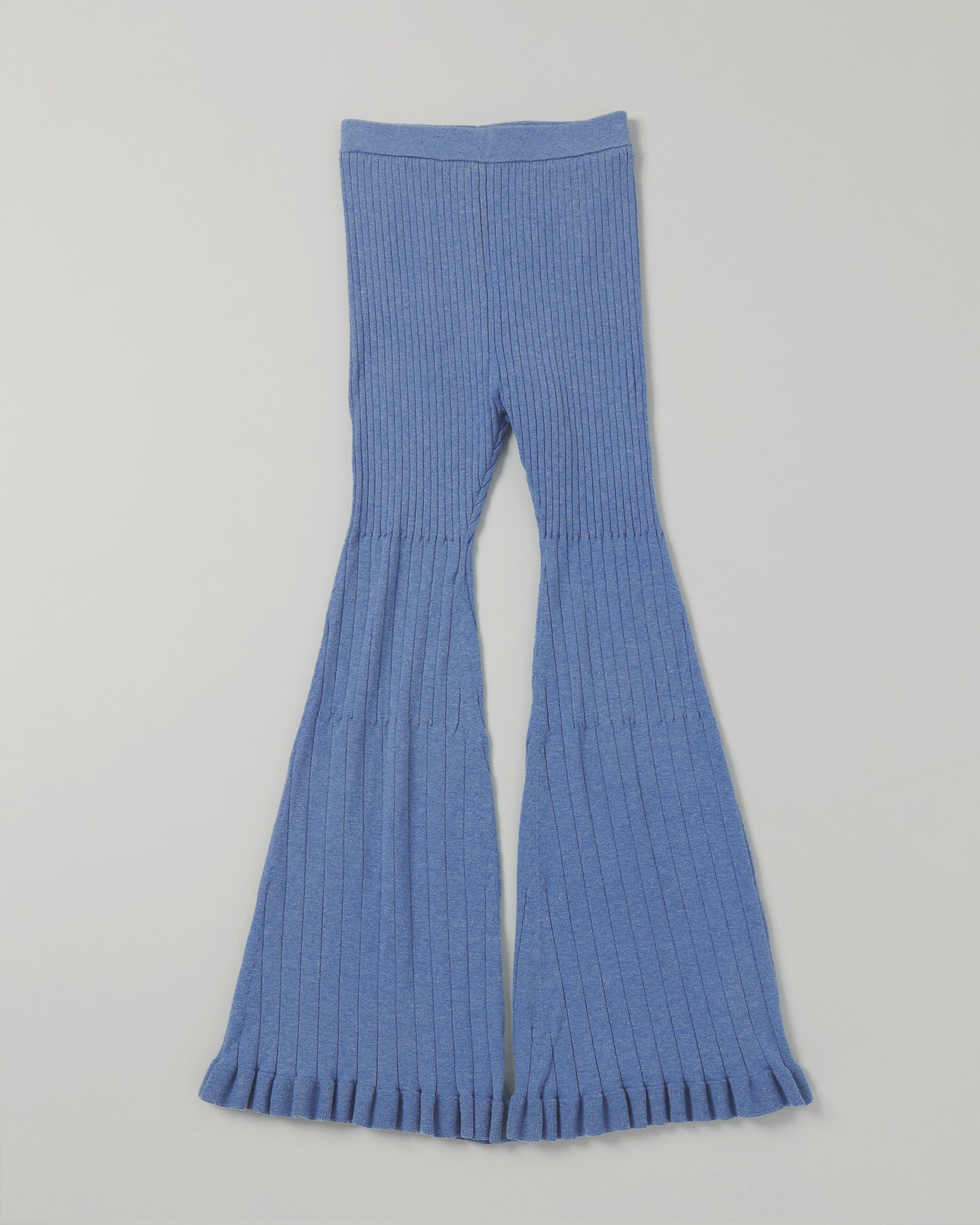 Rib flare frill pants