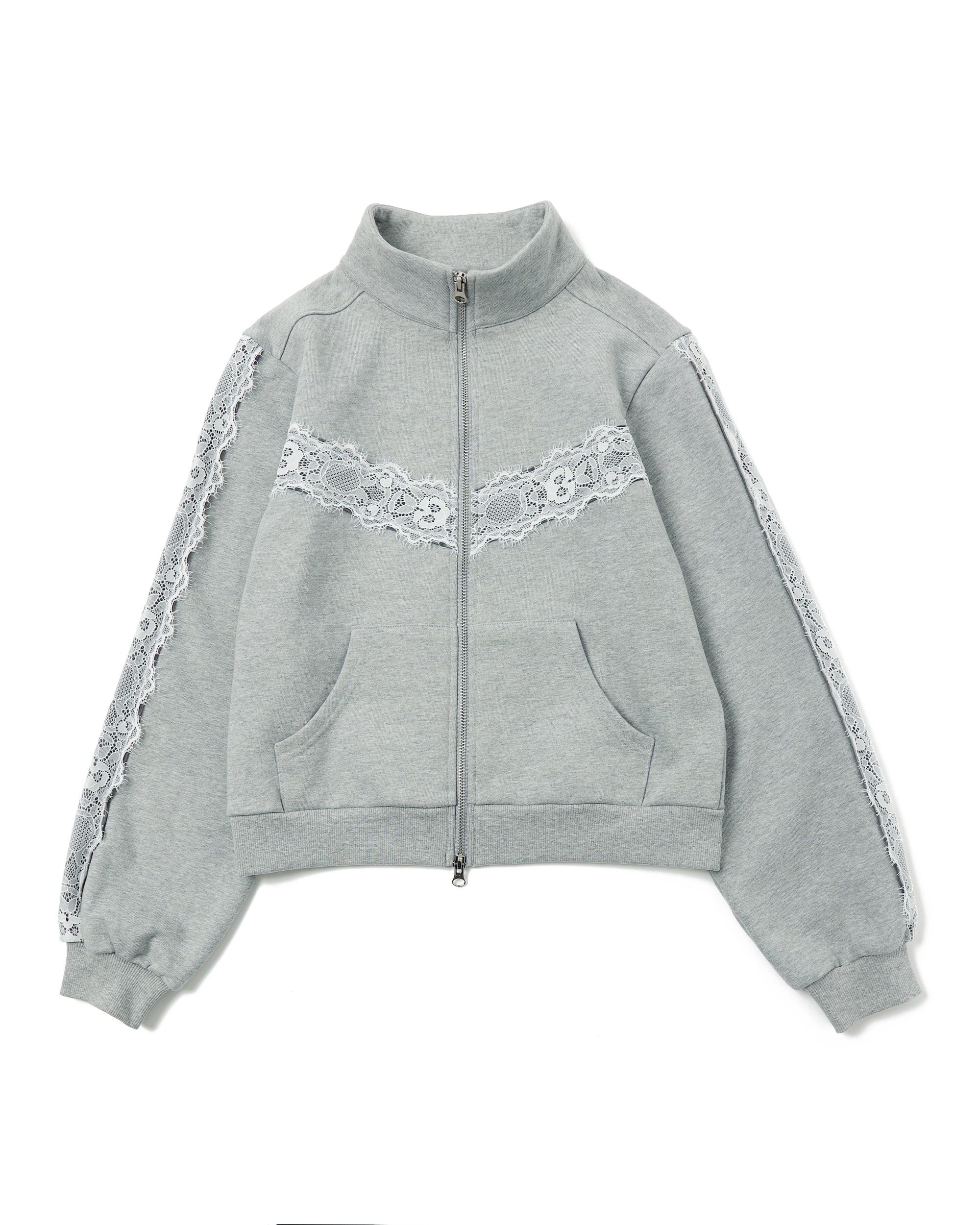 Lace zip sweatshirt
