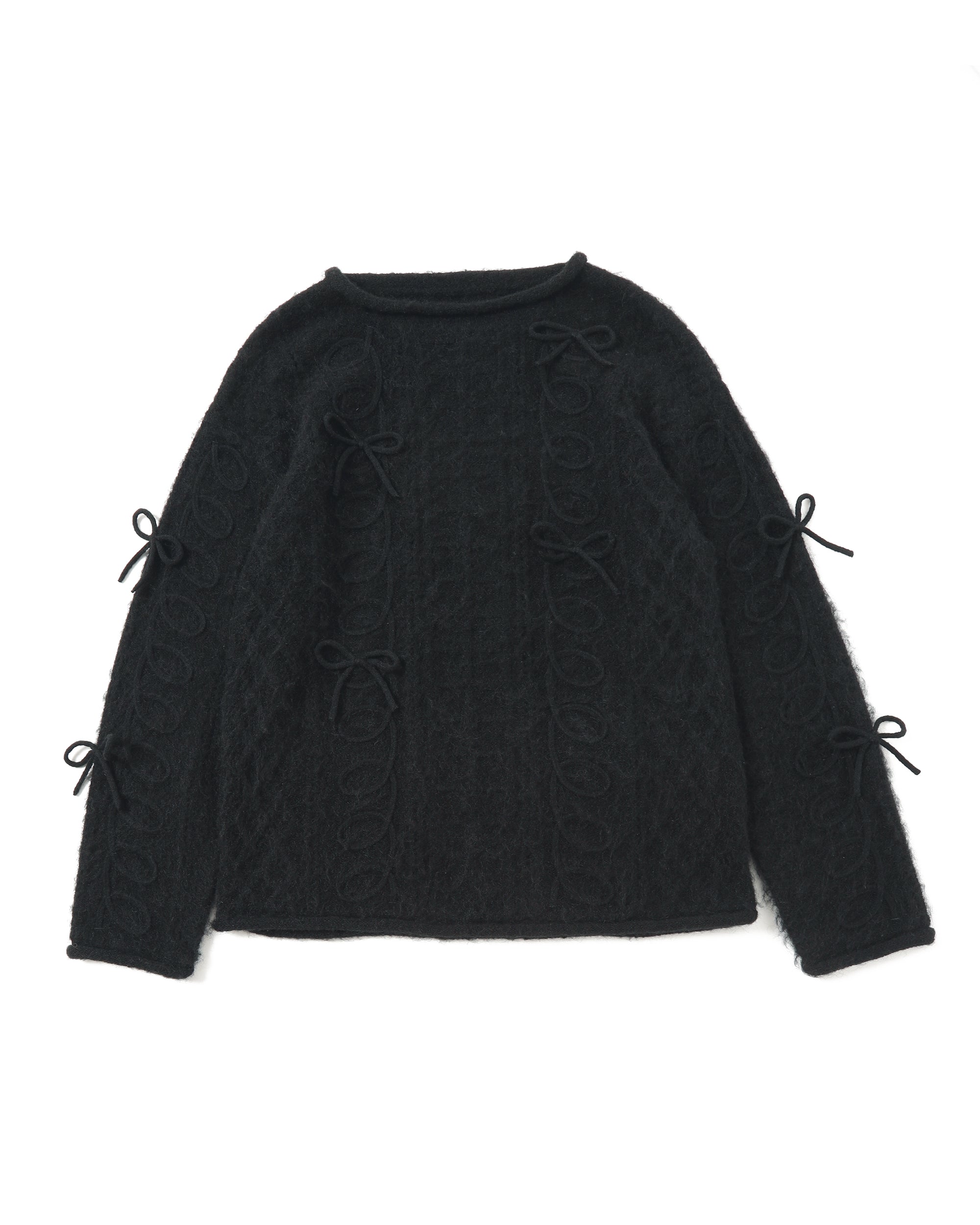 POPPY KURUKURU RIBBON LOOSE KNIT 黒 Kurukuru ribbon loose knit (black)