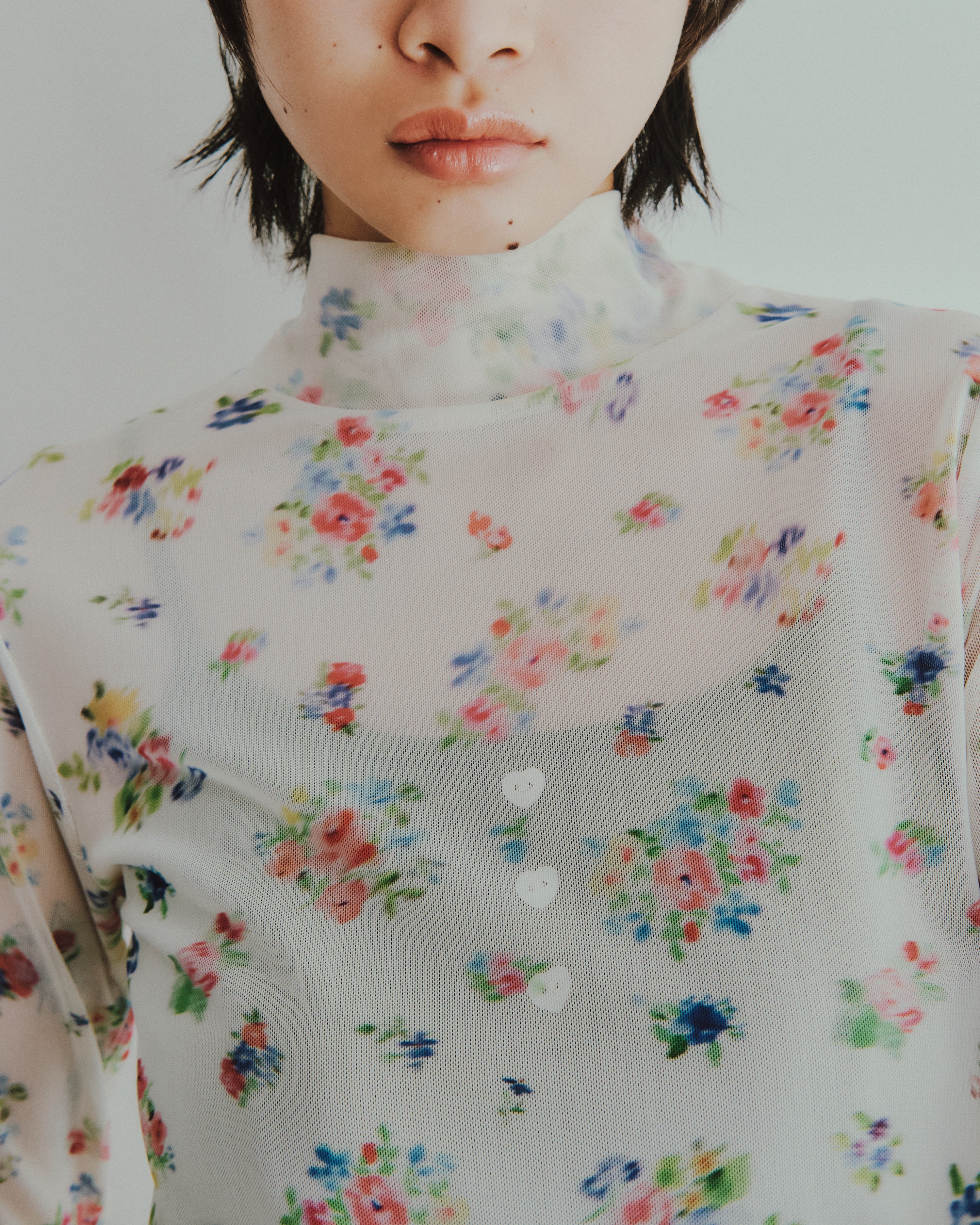 Floral patterns see-through tops