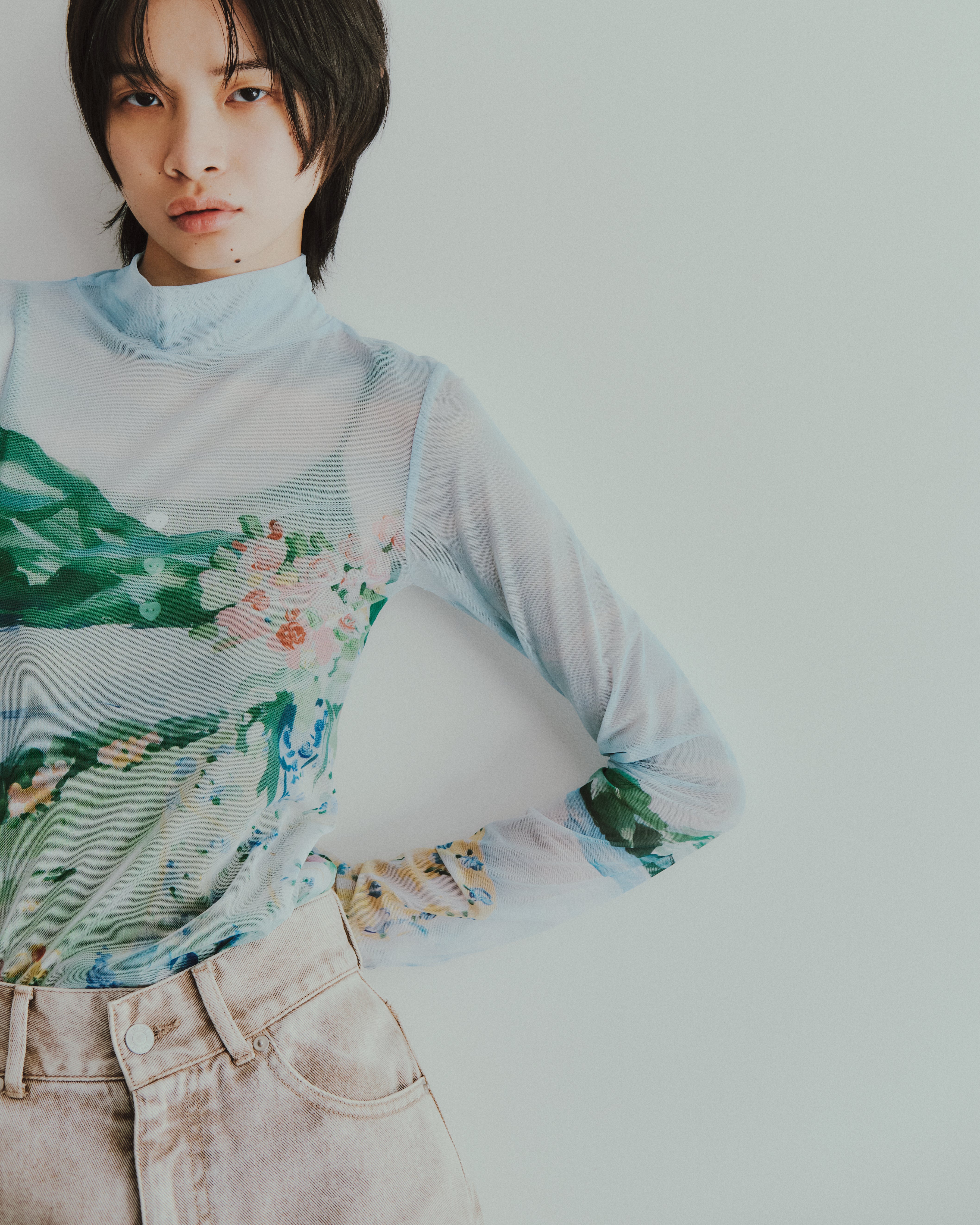 Romantic landscape see-through tops