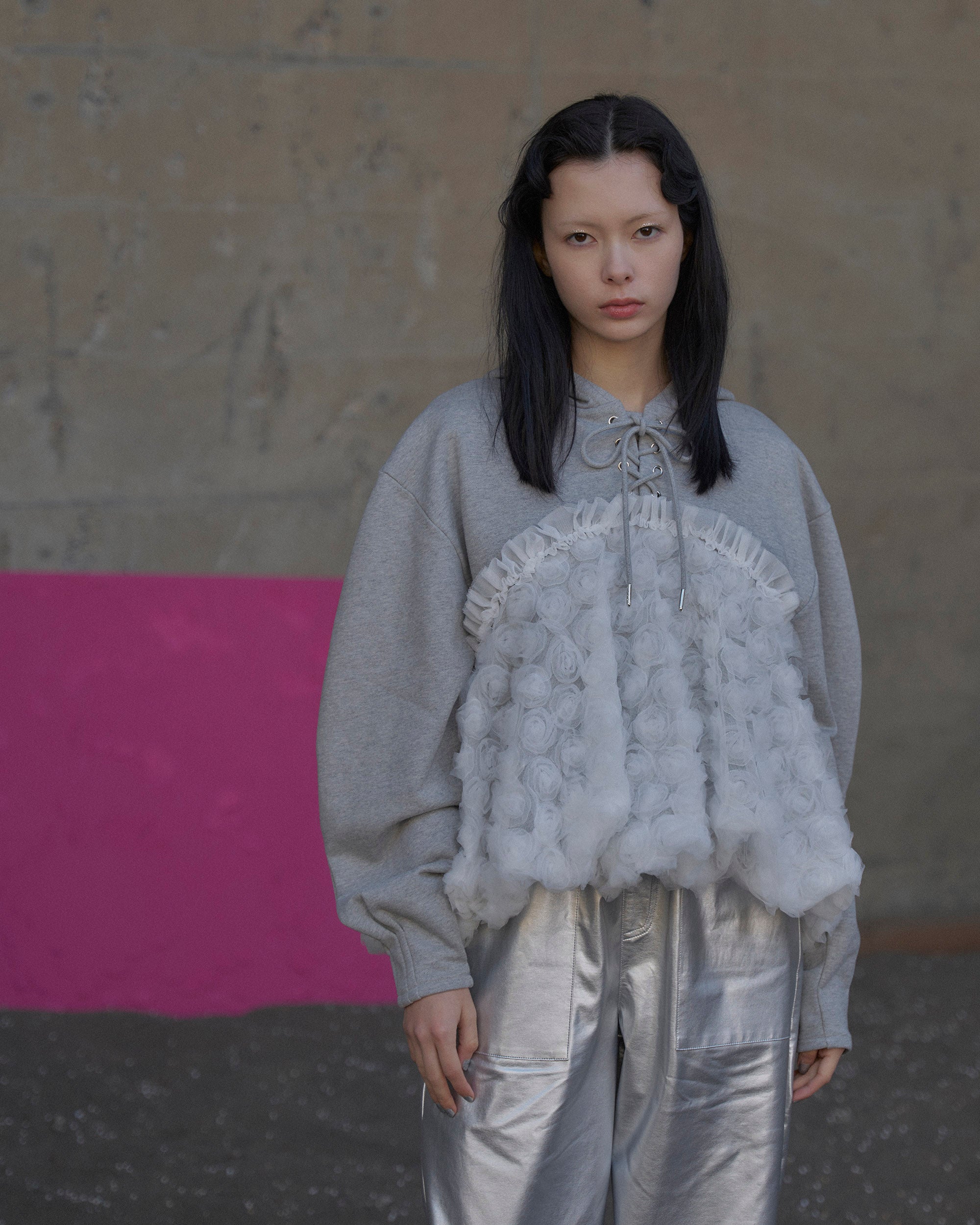 tulle docking hoodie(gray)