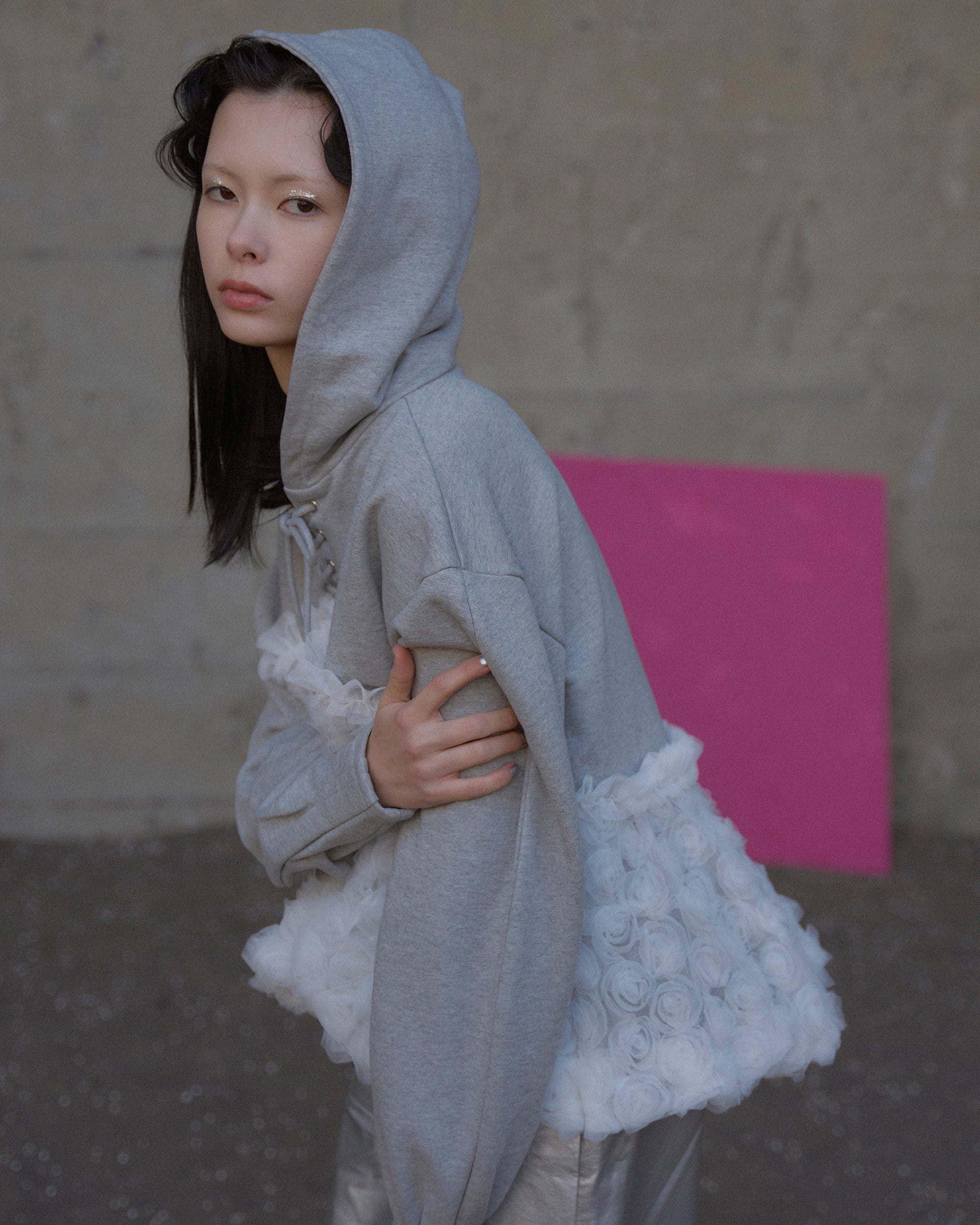 tulle docking hoodie(gray)
