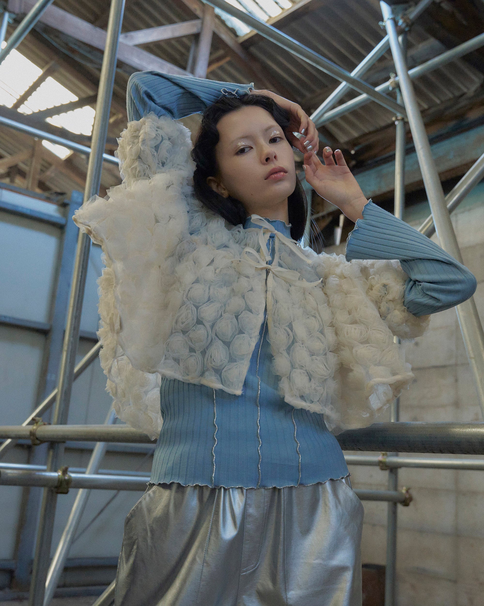 flower balloon tulle bolero (cream)