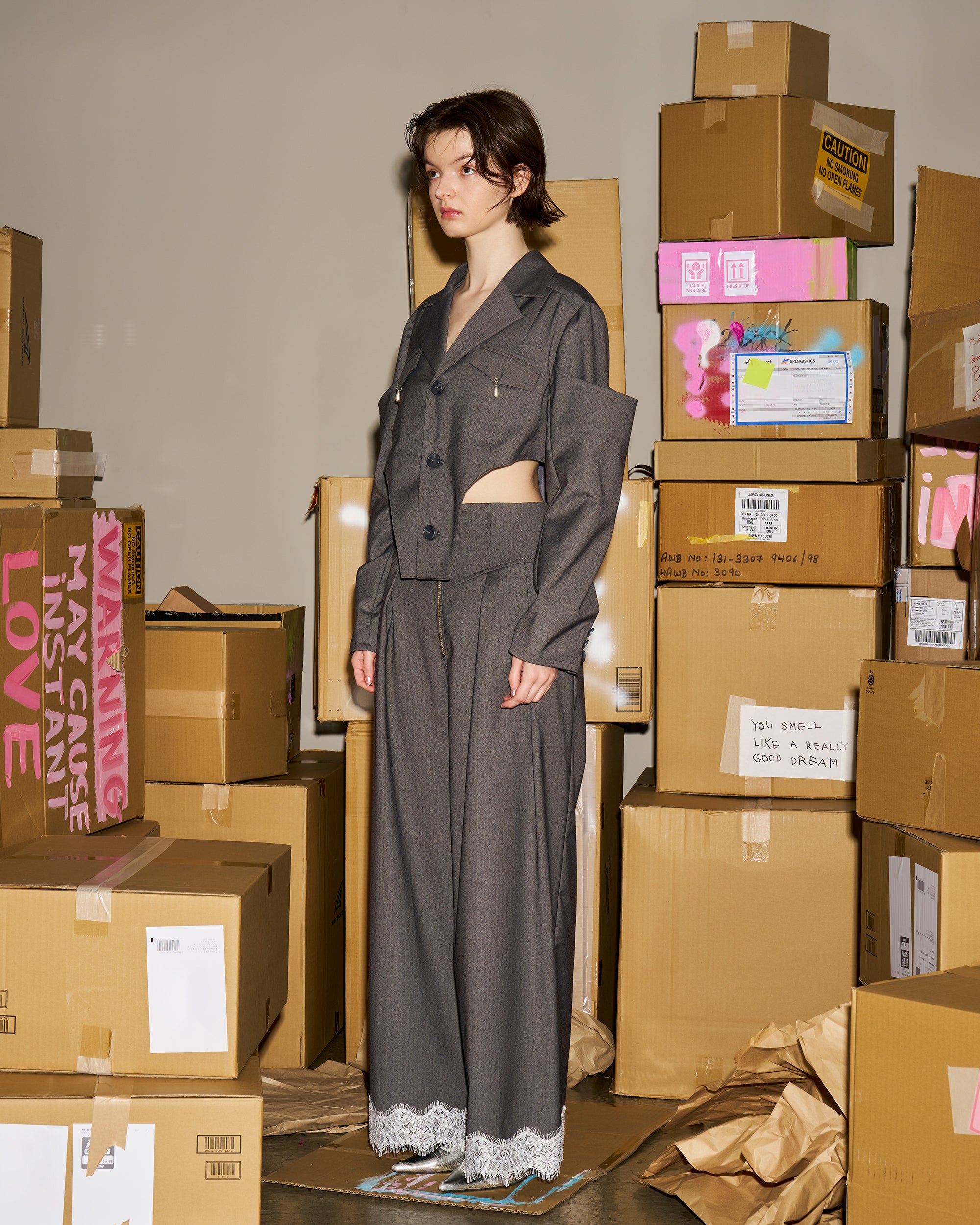 Corset wide pants (gray)