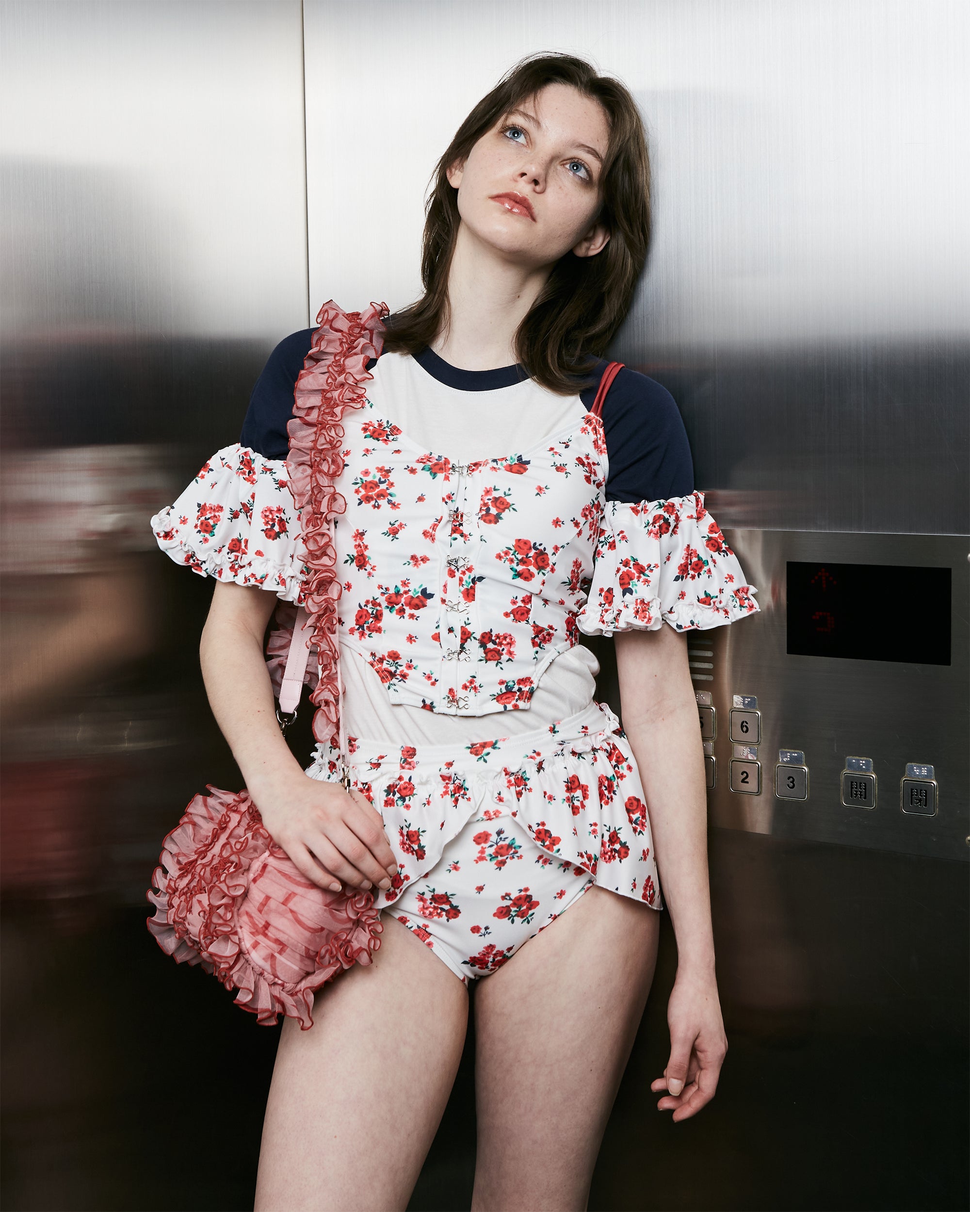Red bouquet ribbon bikini