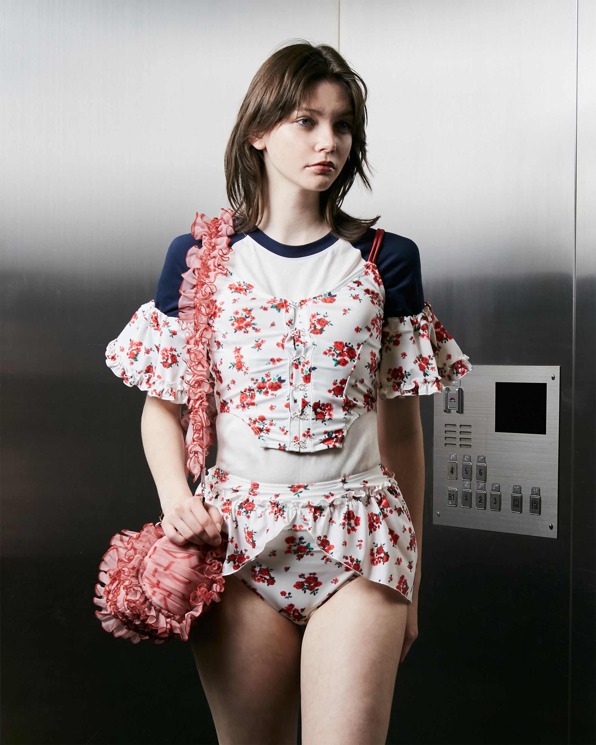 Red bouquet ribbon bikini