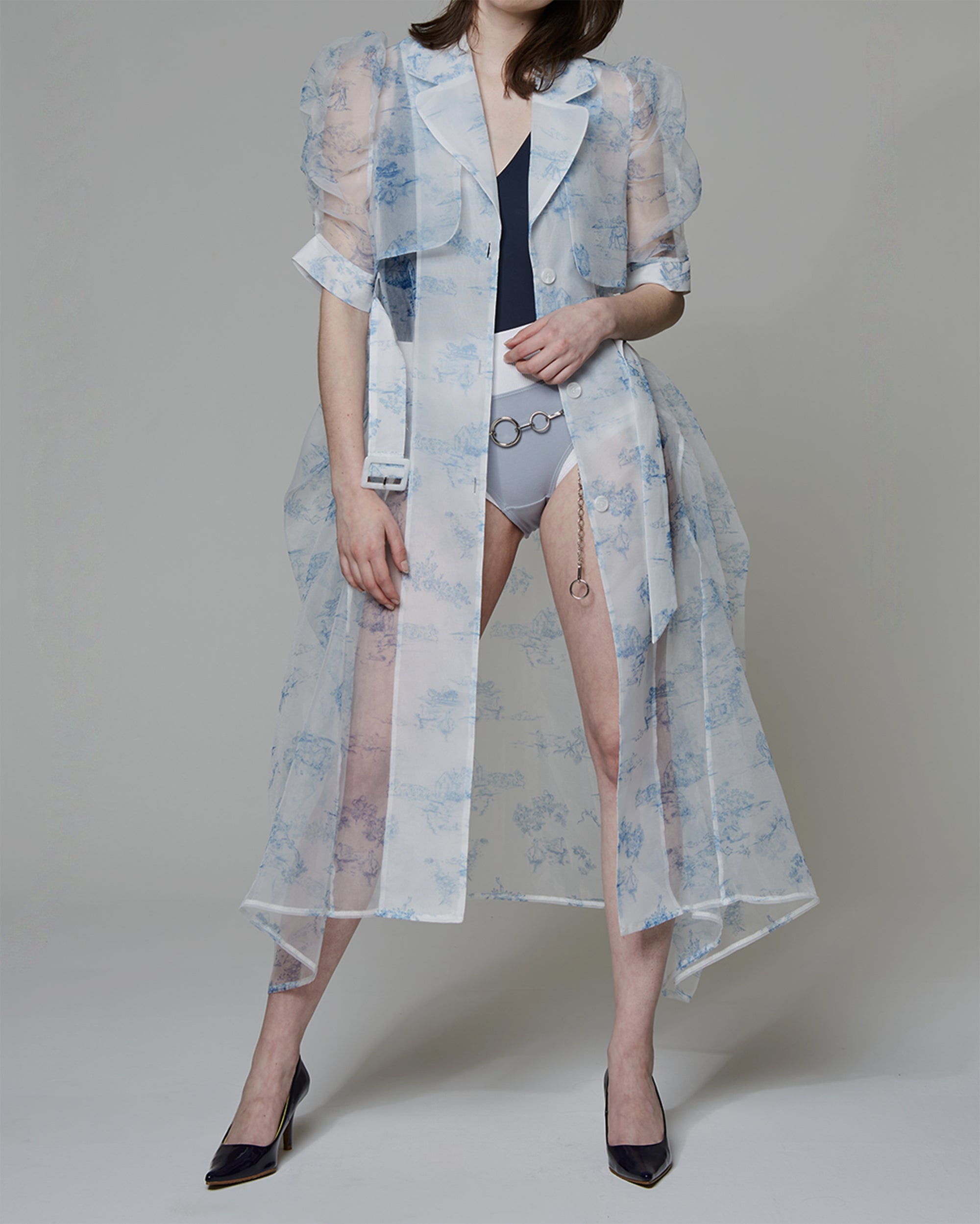 Toile de Jouy organdy dress coat dress