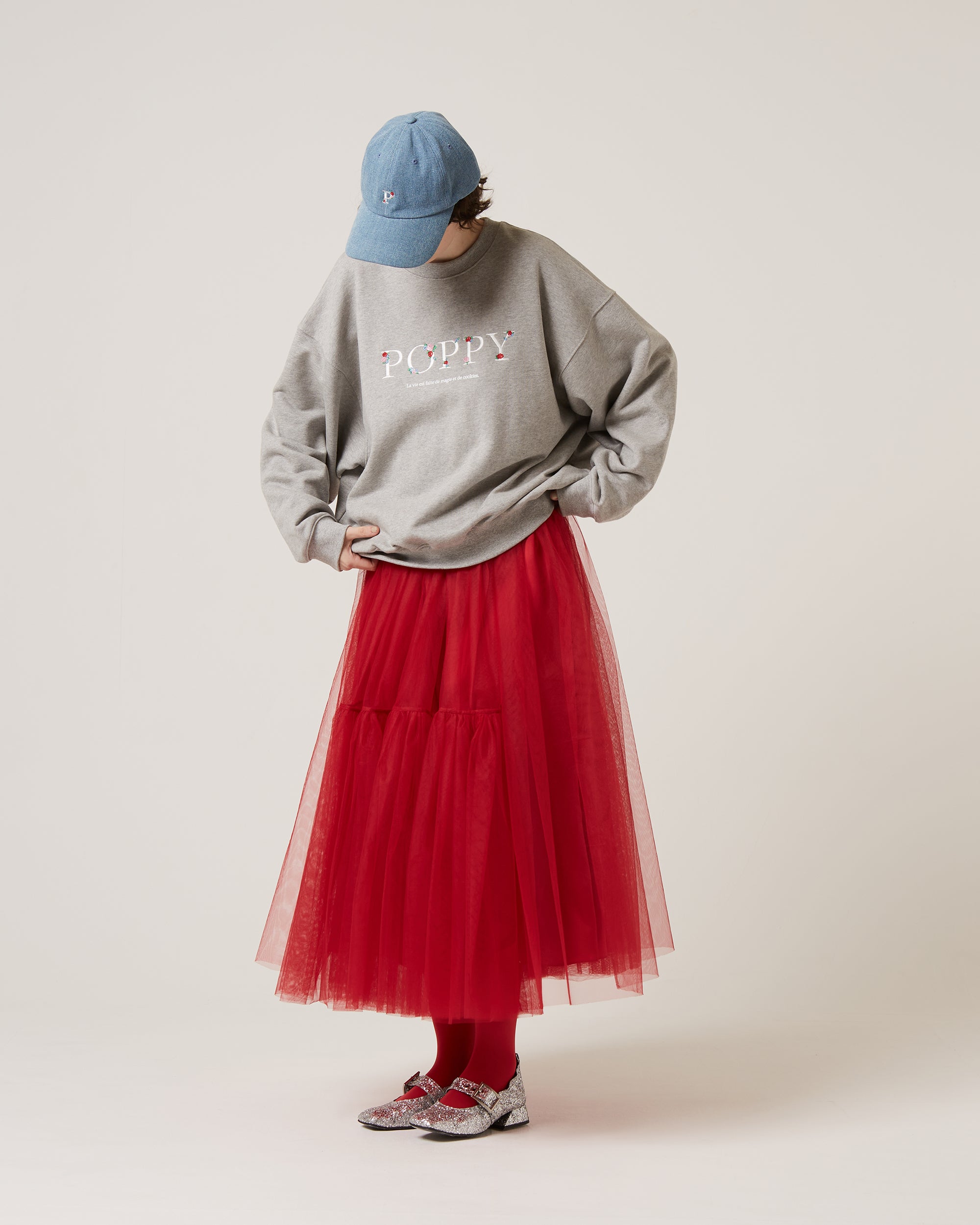 "P" embroidered denim cap