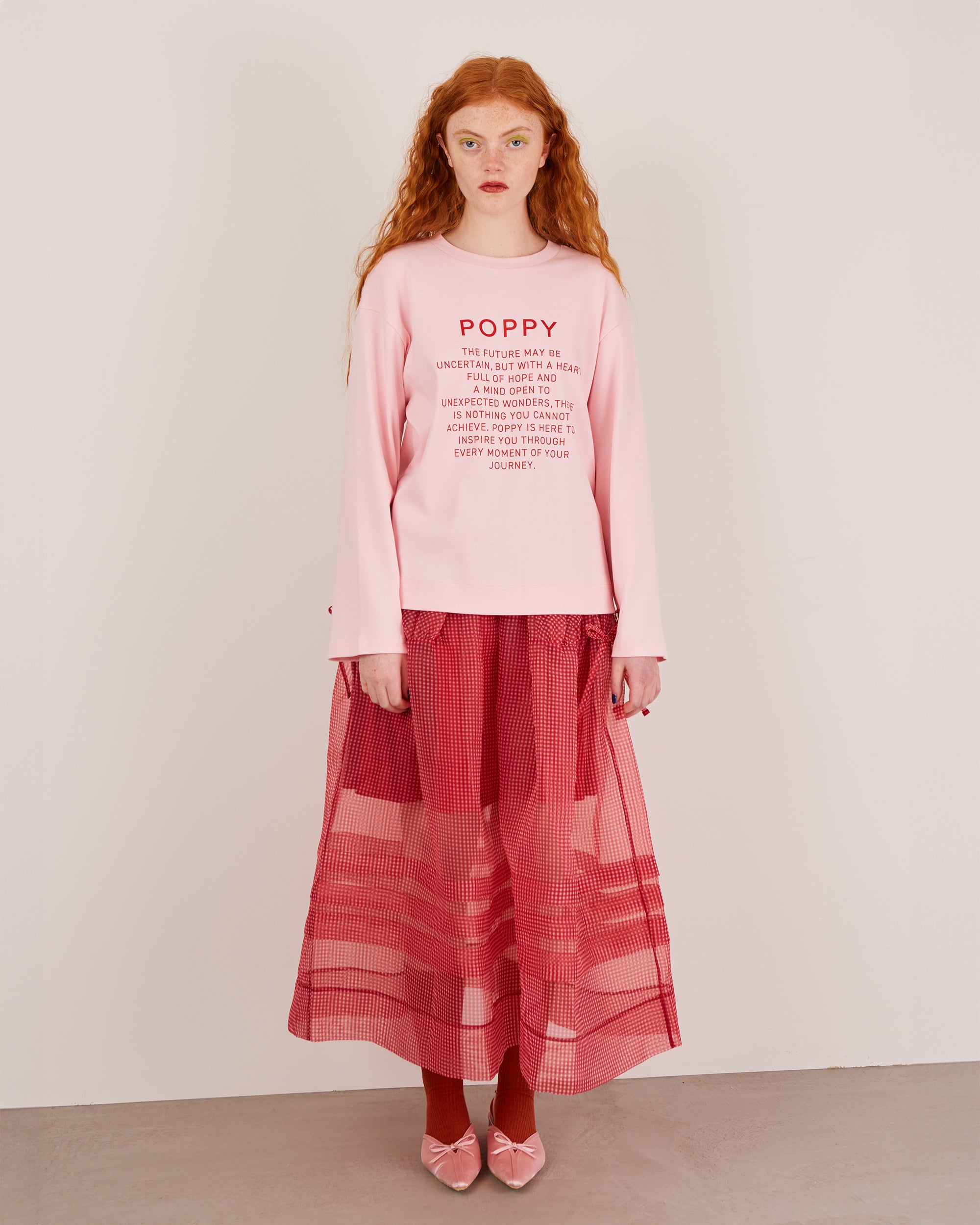 POPPY print long t-shirt (pink)