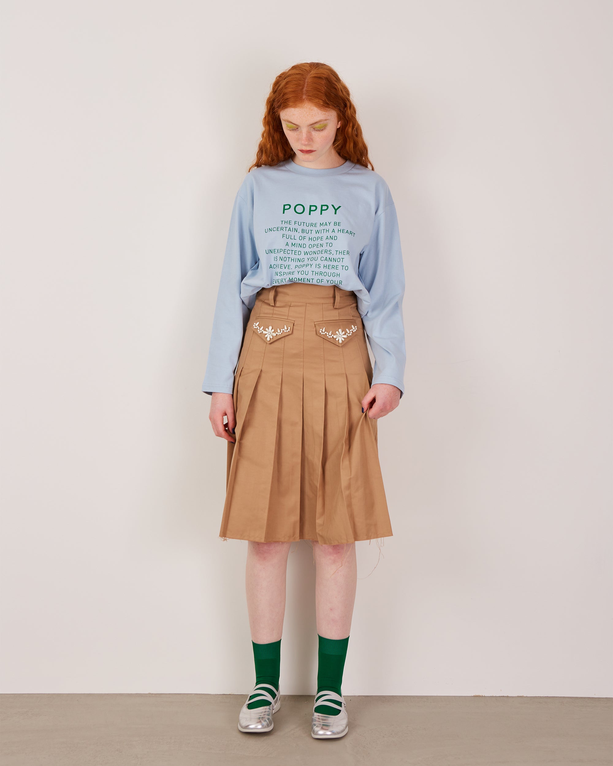 POPPY print long t-shirt (light blue)