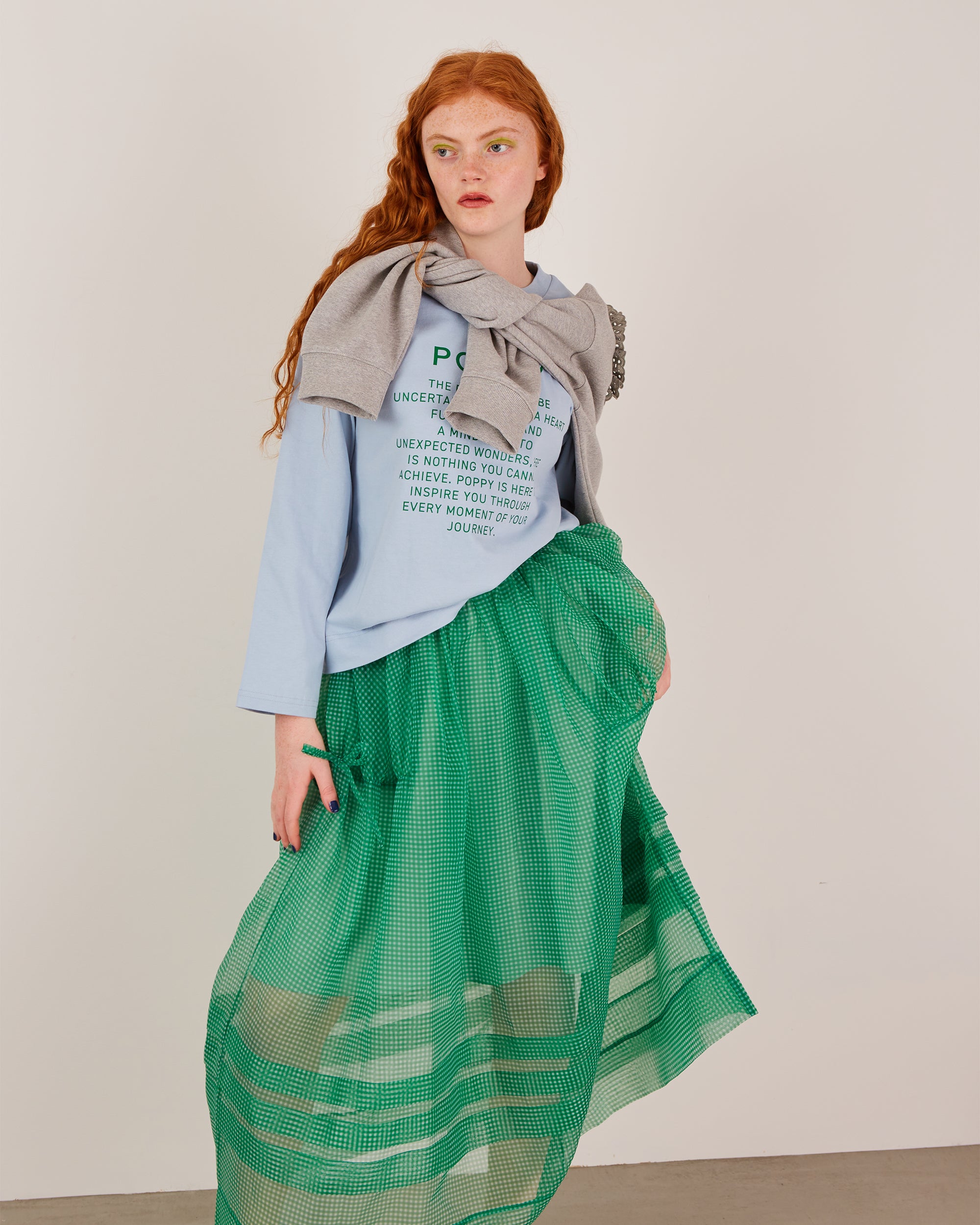 POPPY print long t-shirt (light blue)