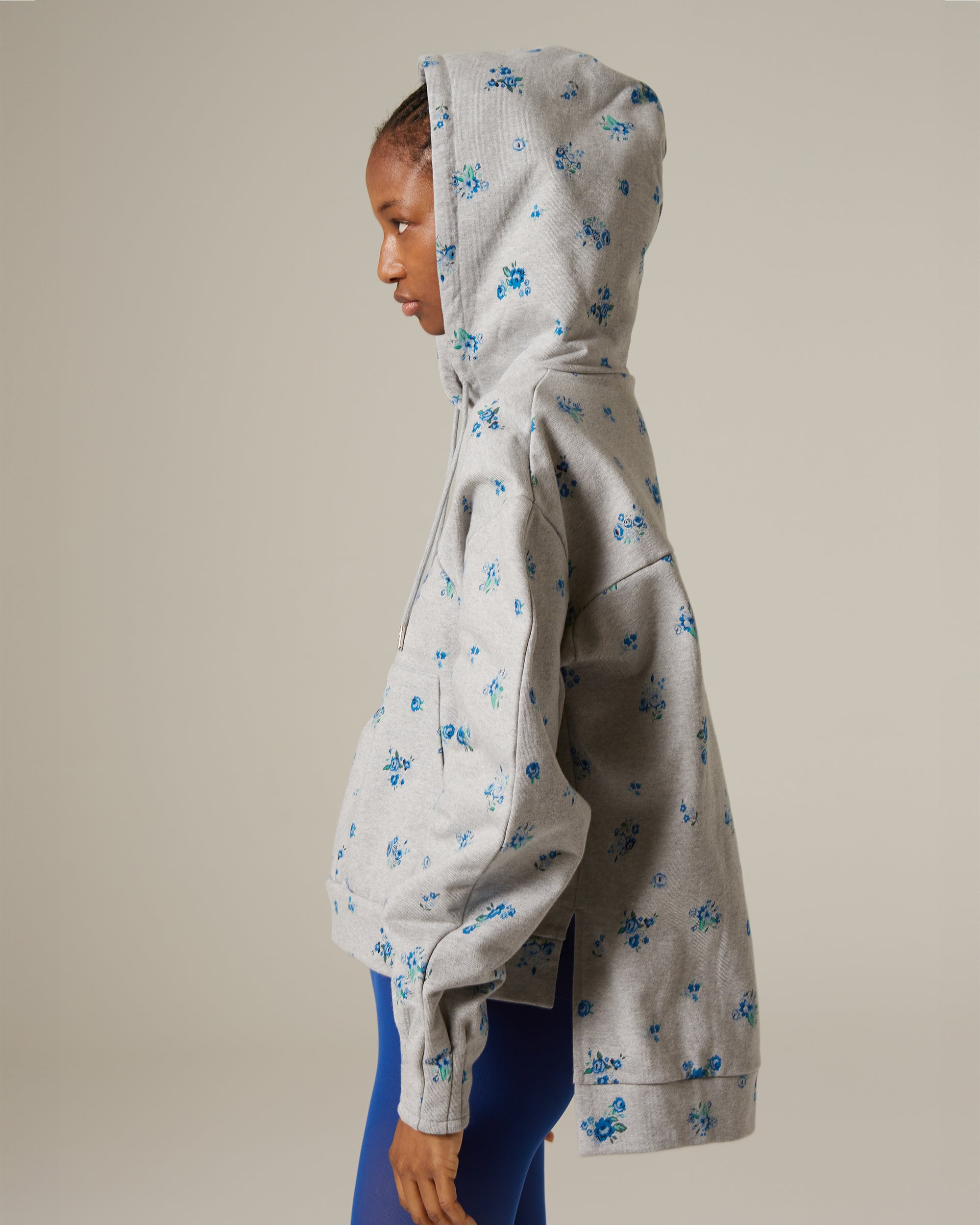 Blue flower print hoodie