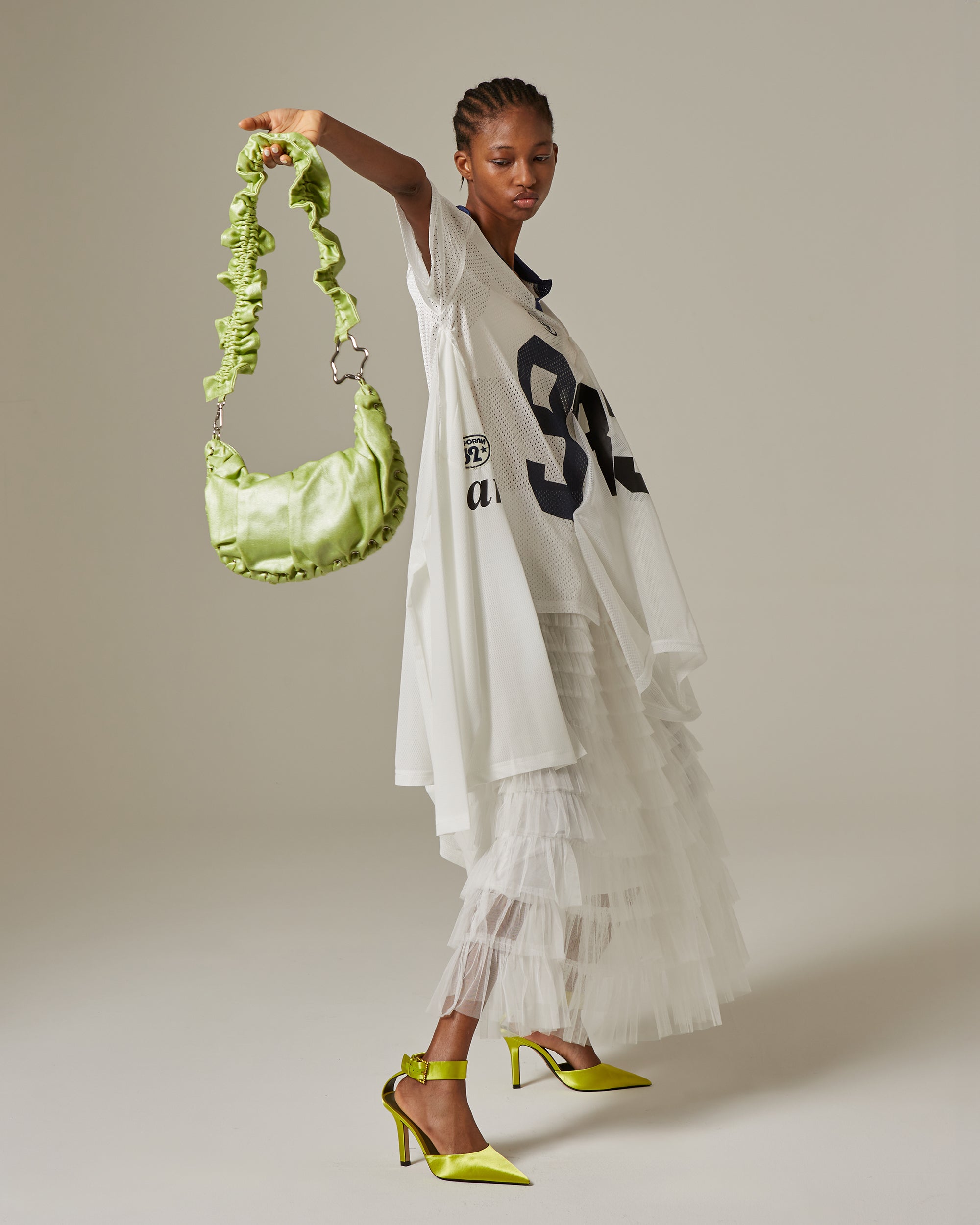 Half-moon gathered bag (green)