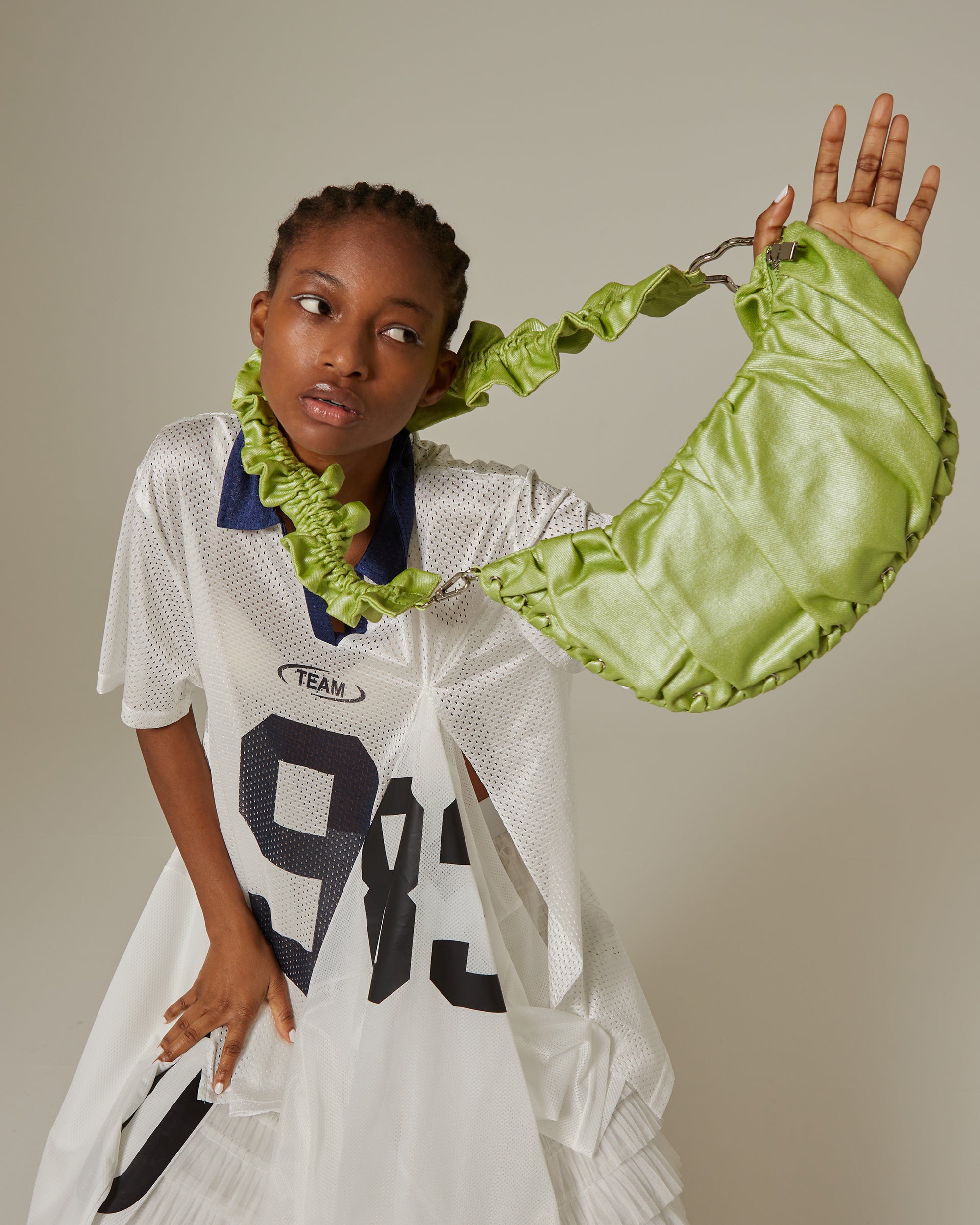 Half-moon gathered bag (green)