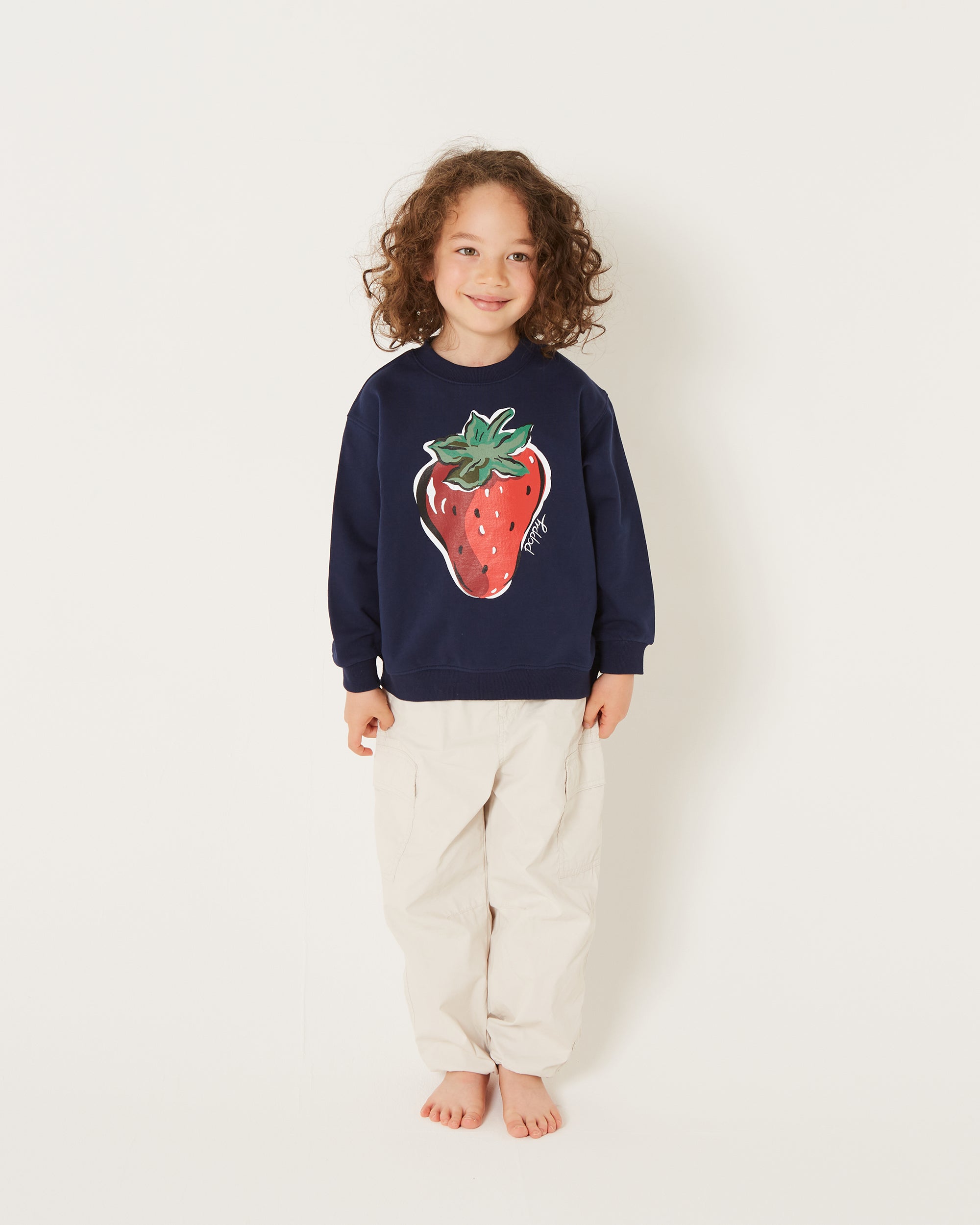 KIDS strawberry printed sweatshirts (Navy)