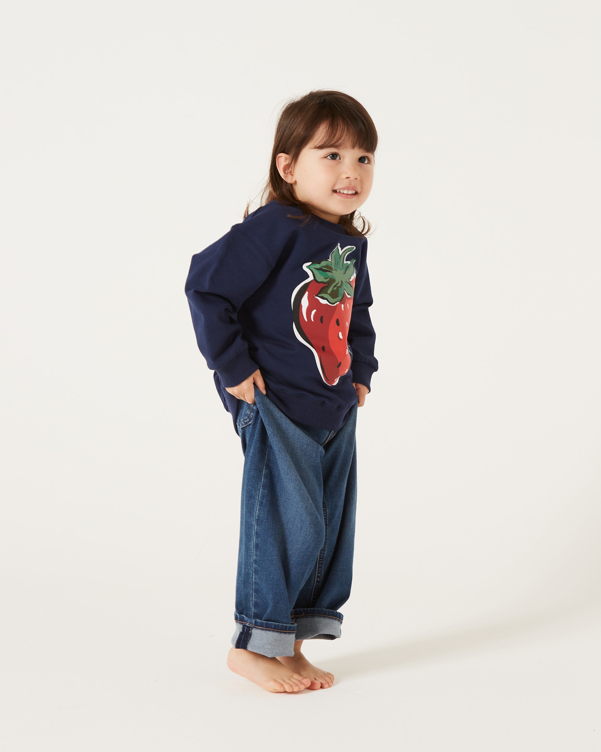 KIDS strawberry printed sweatshirts (Navy)