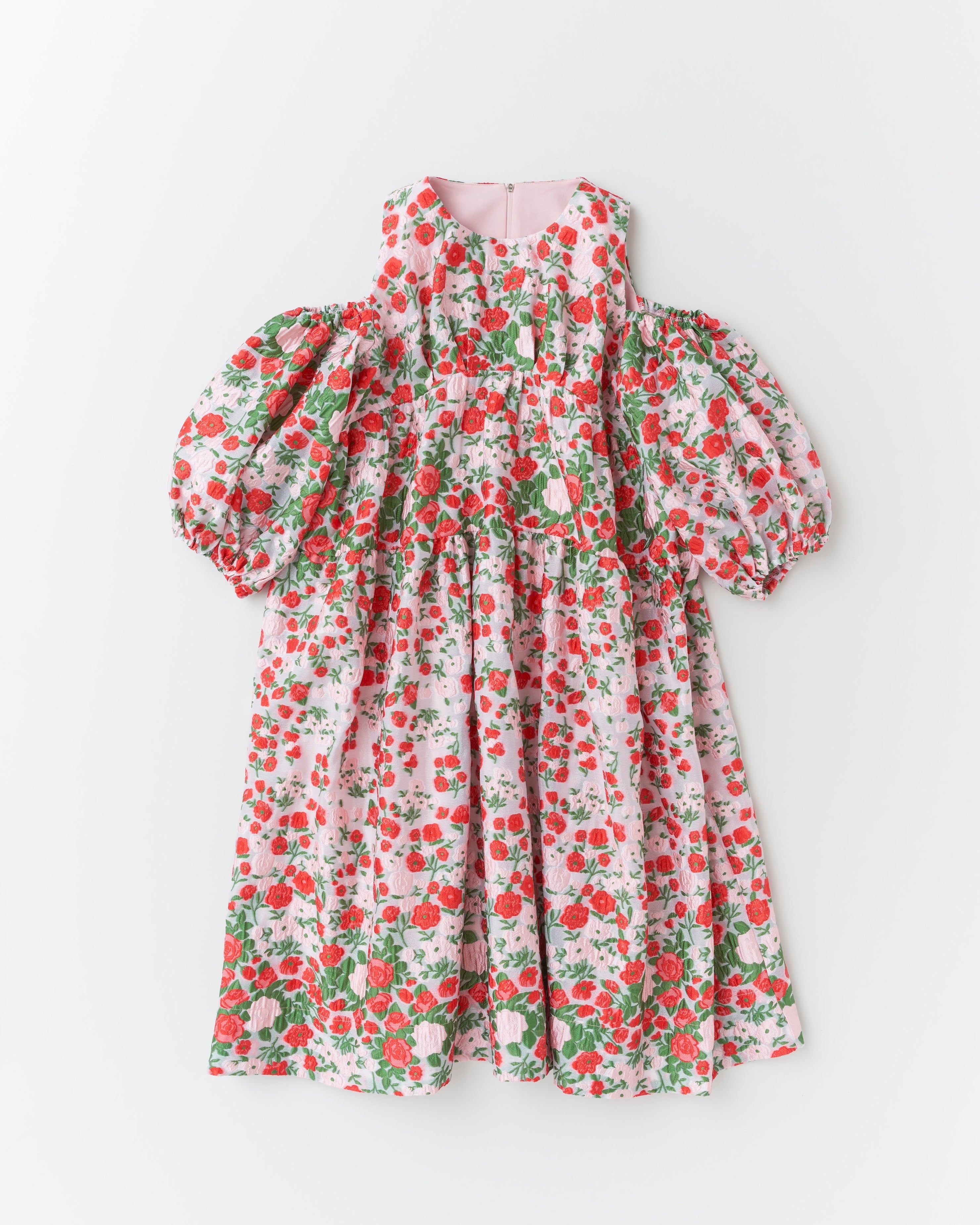 flower jacquard off shoulder dress