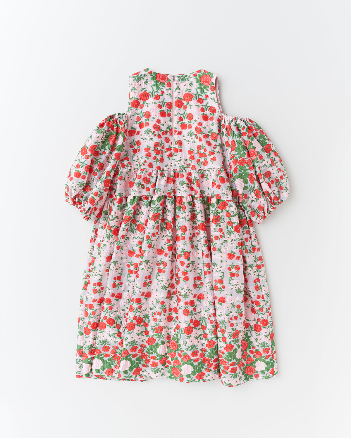 flower jacquard off shoulder dress