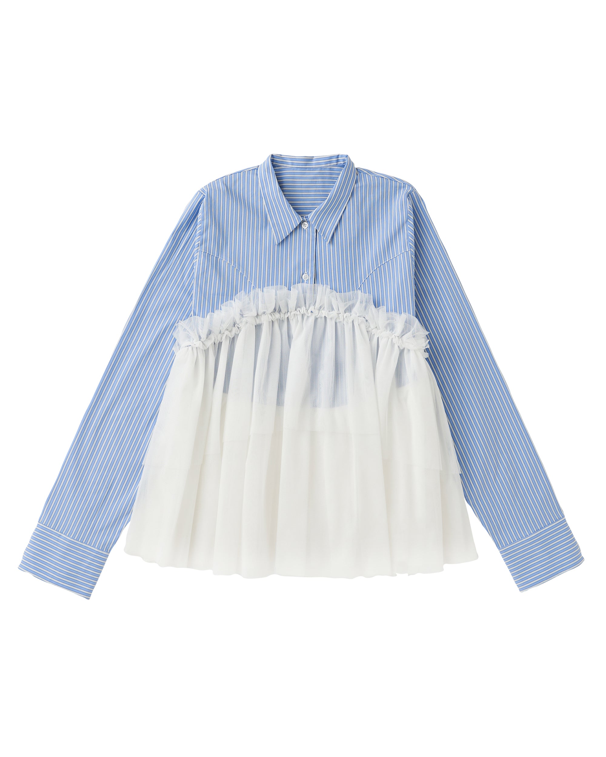 tulle docking flare shirt (blue stripe) – POPPY