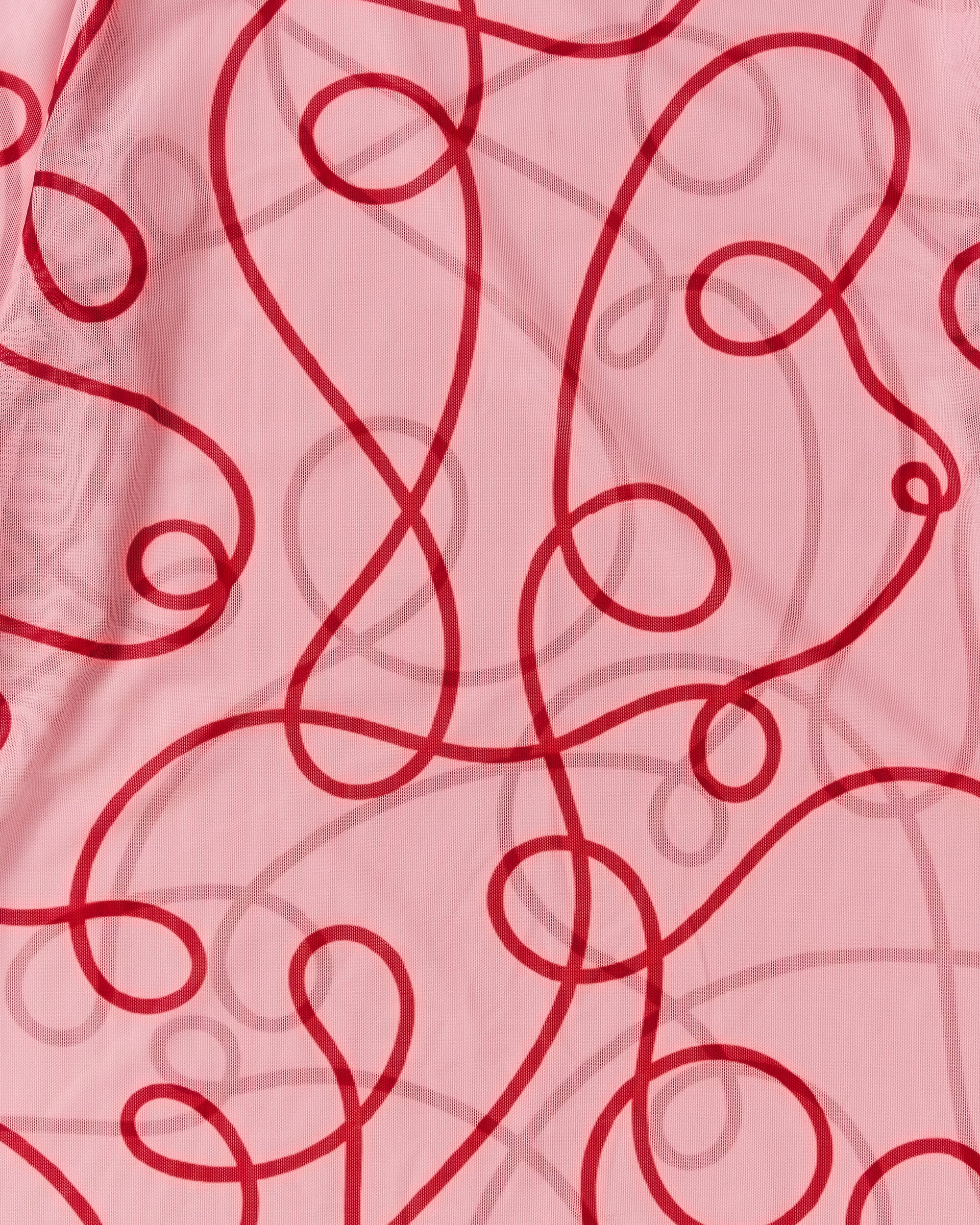 uneune see-through high neck tops (pink×red)