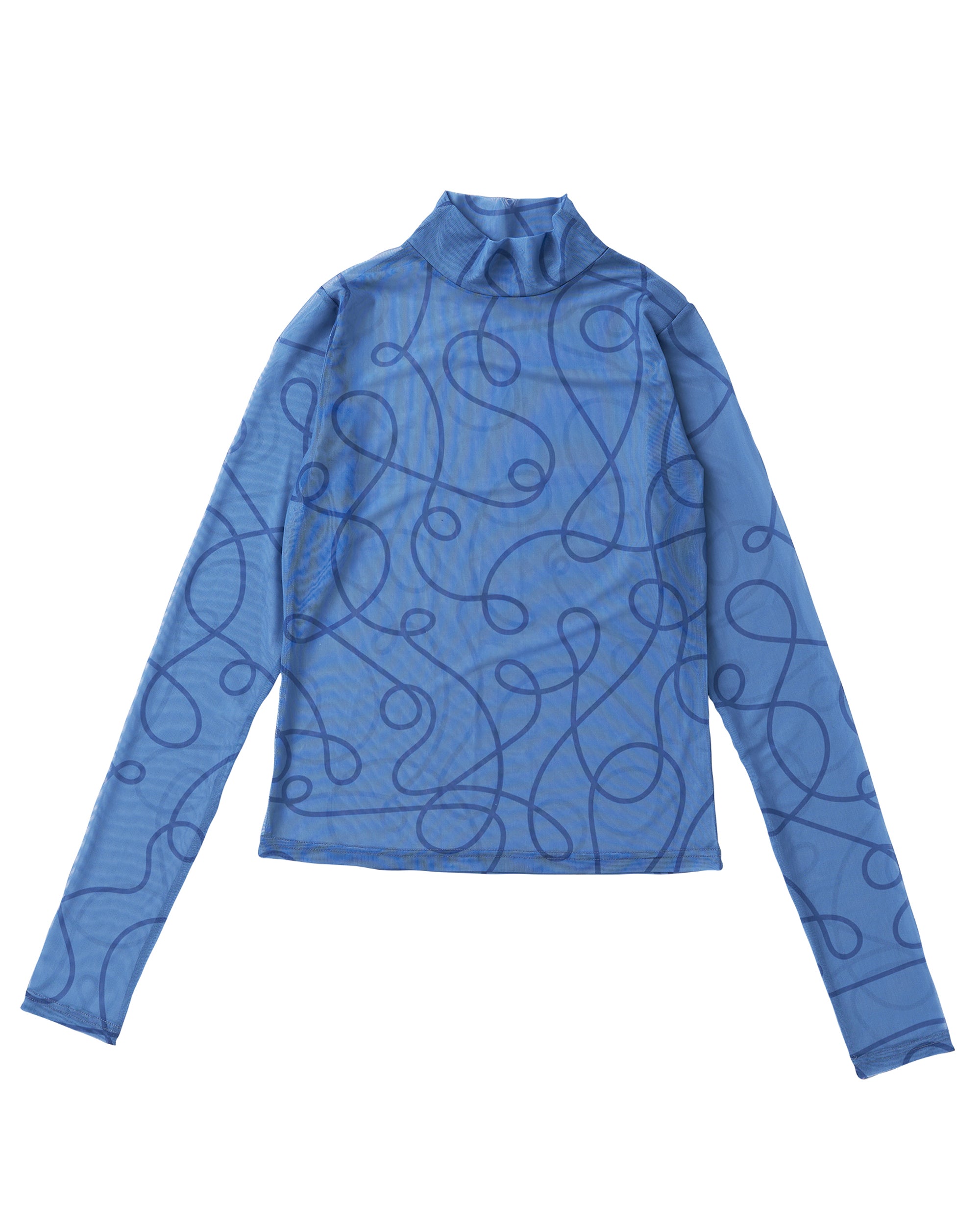 uneune see-through high neck tops (pink×red)