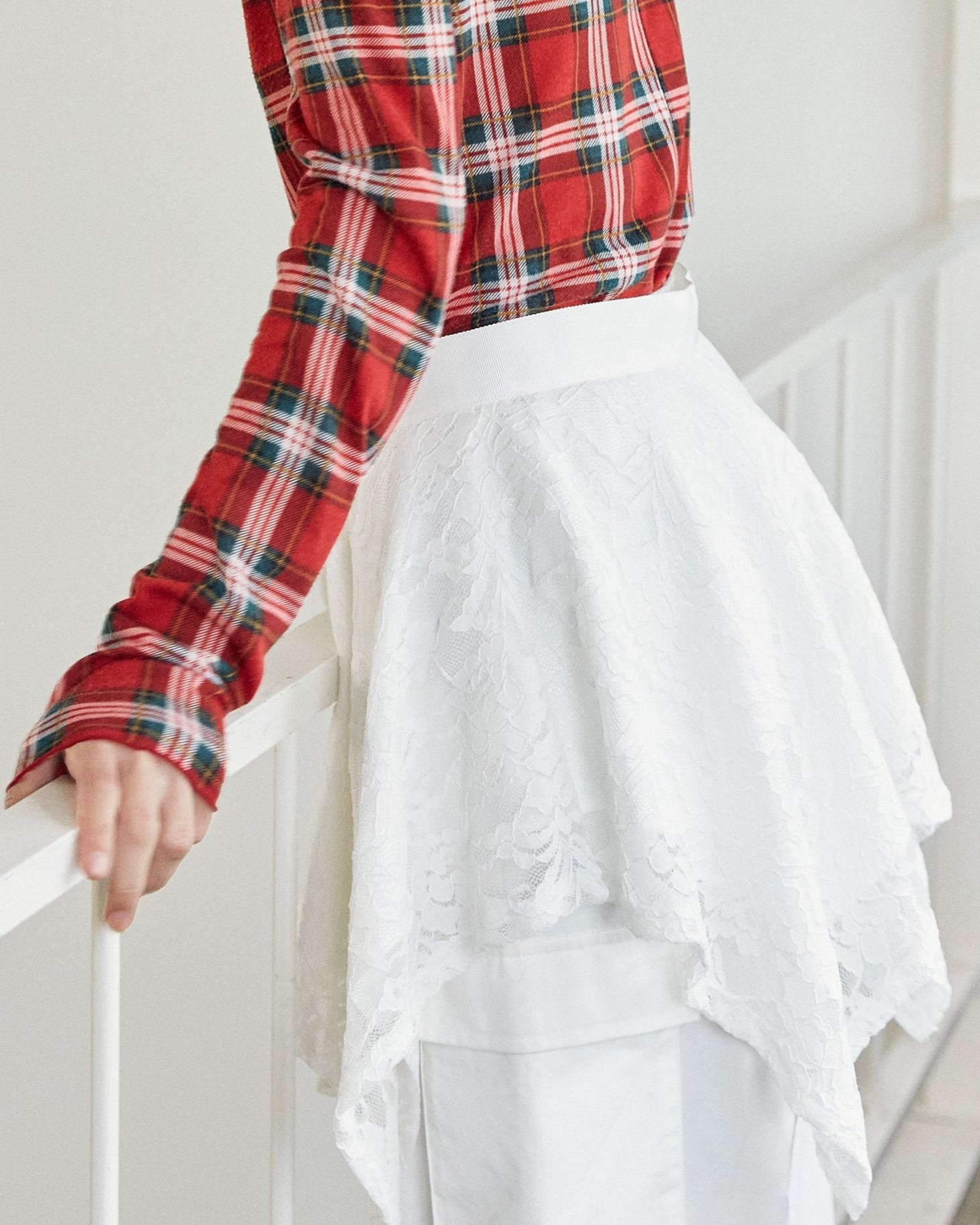 Lace draped wrap skirt