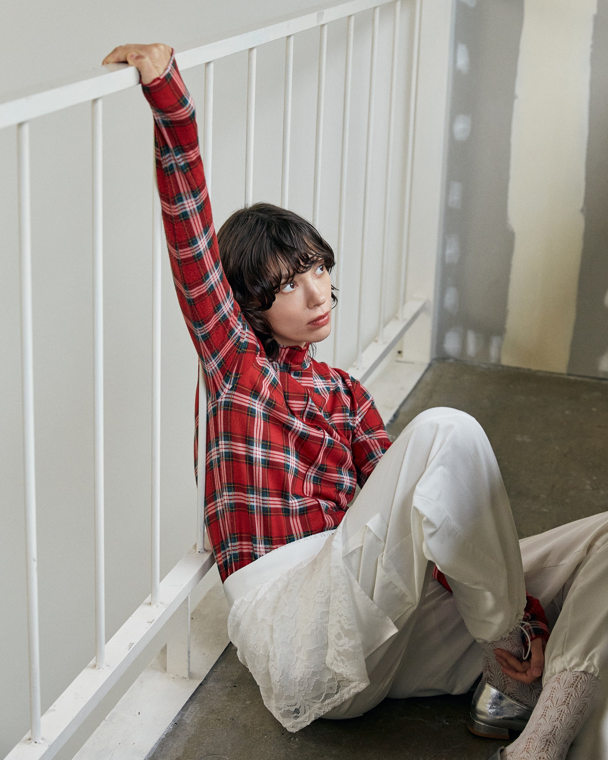 Lace draped wrap skirt