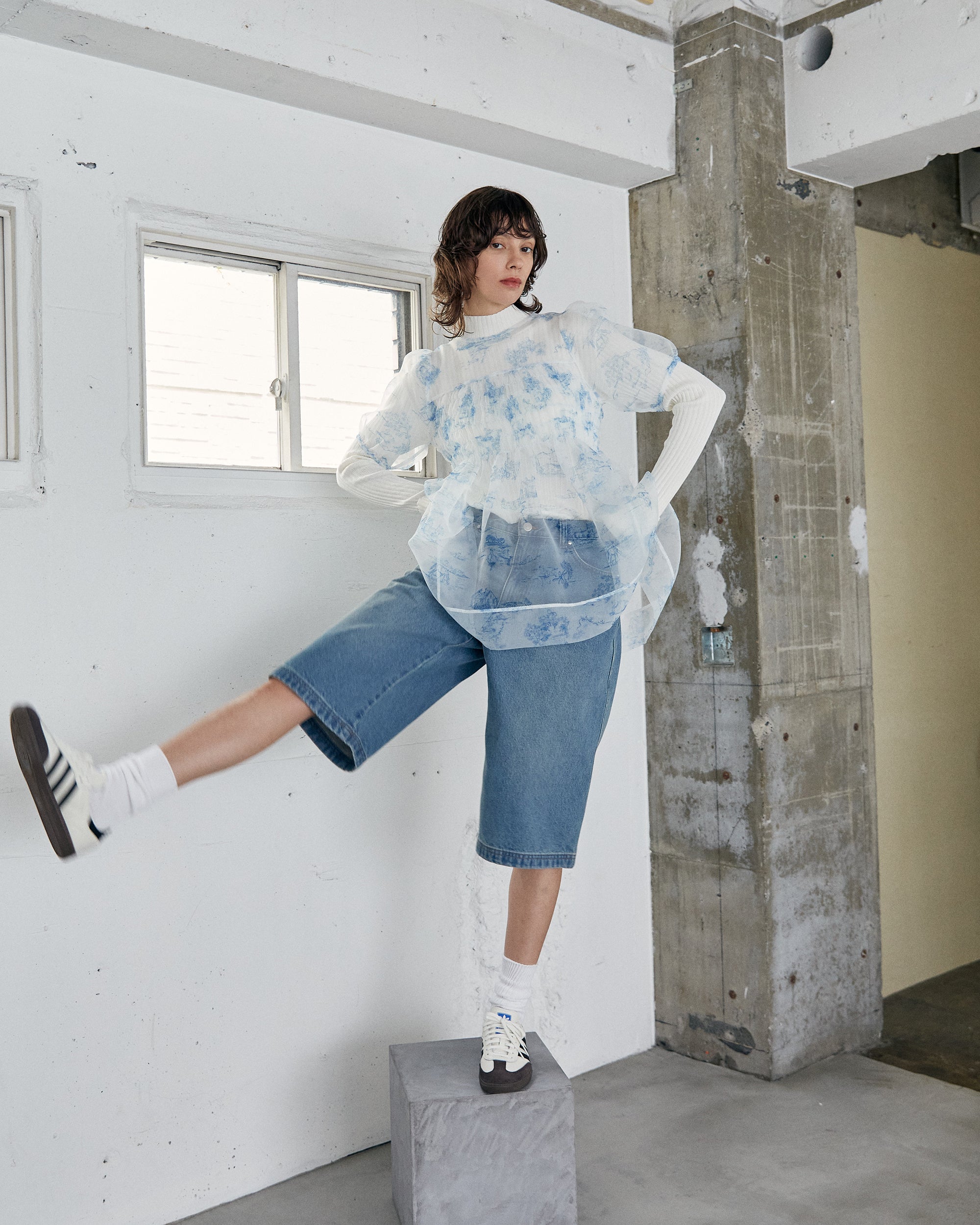 Toile de Jouy organdy shirring tunic