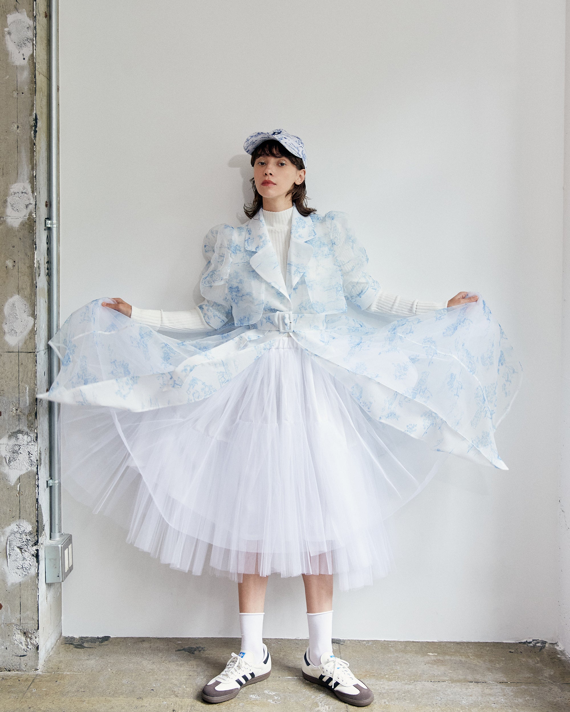 Toile de Jouy organdy dress coat dress