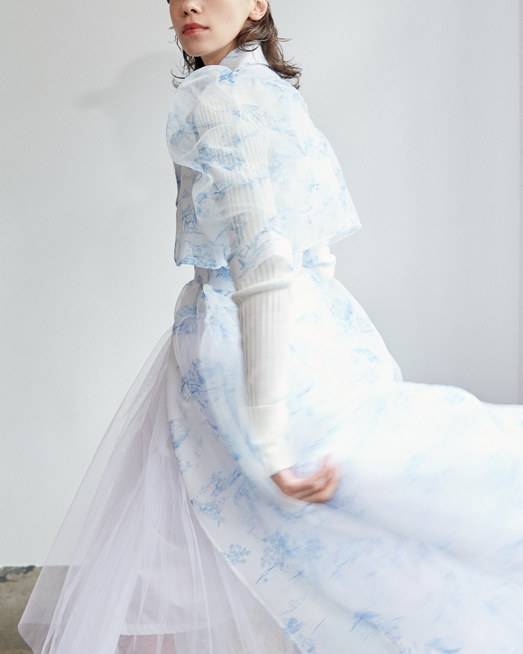 Toile de Jouy organdy dress coat dress