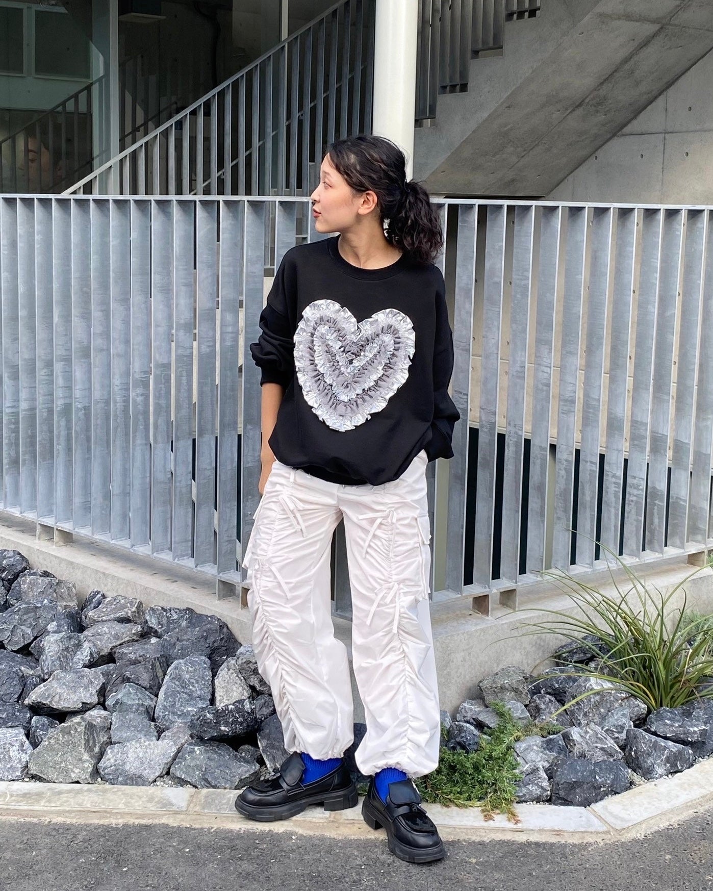 Heart tulle sweatshirt (black)