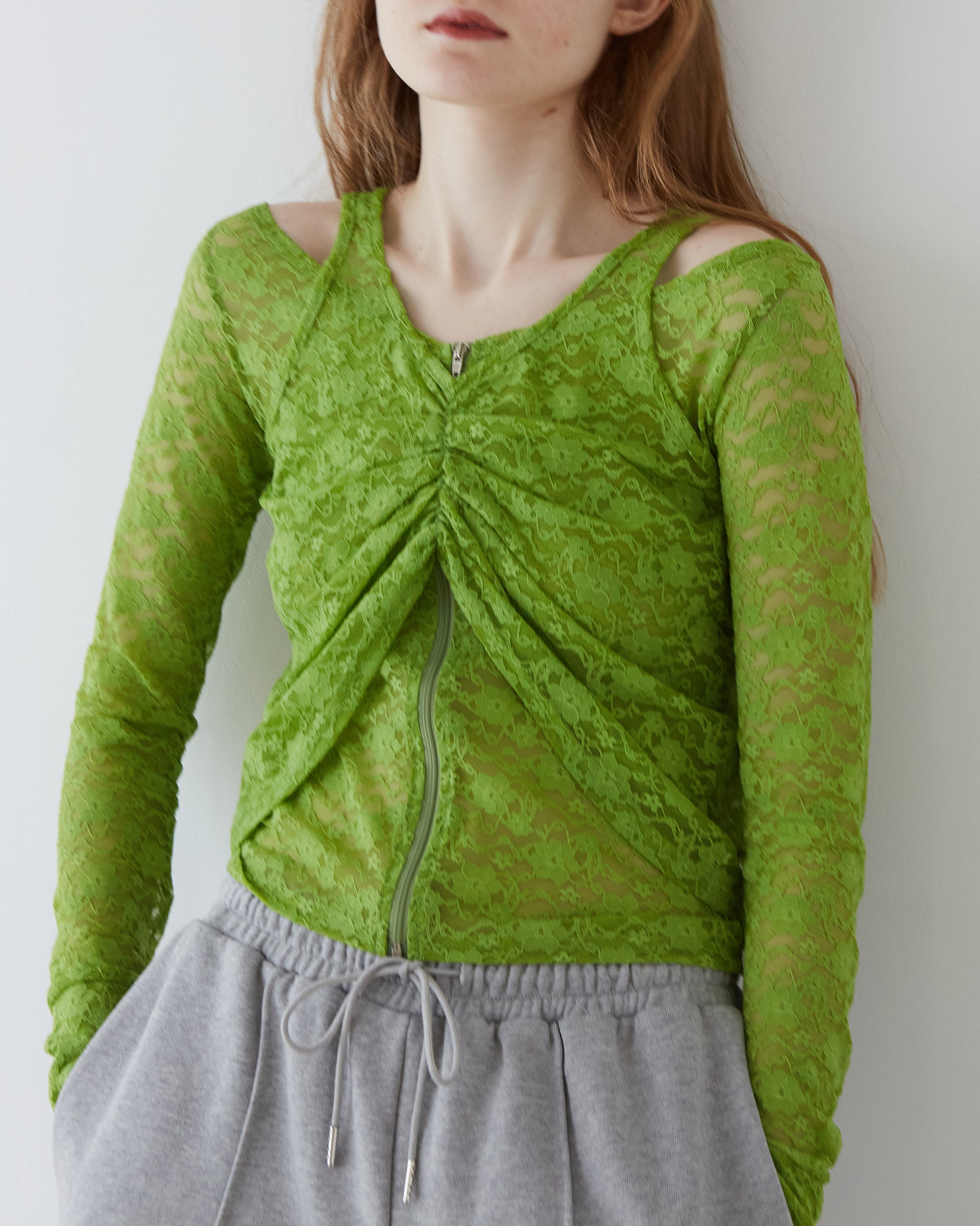 Lace layered round tops (green)